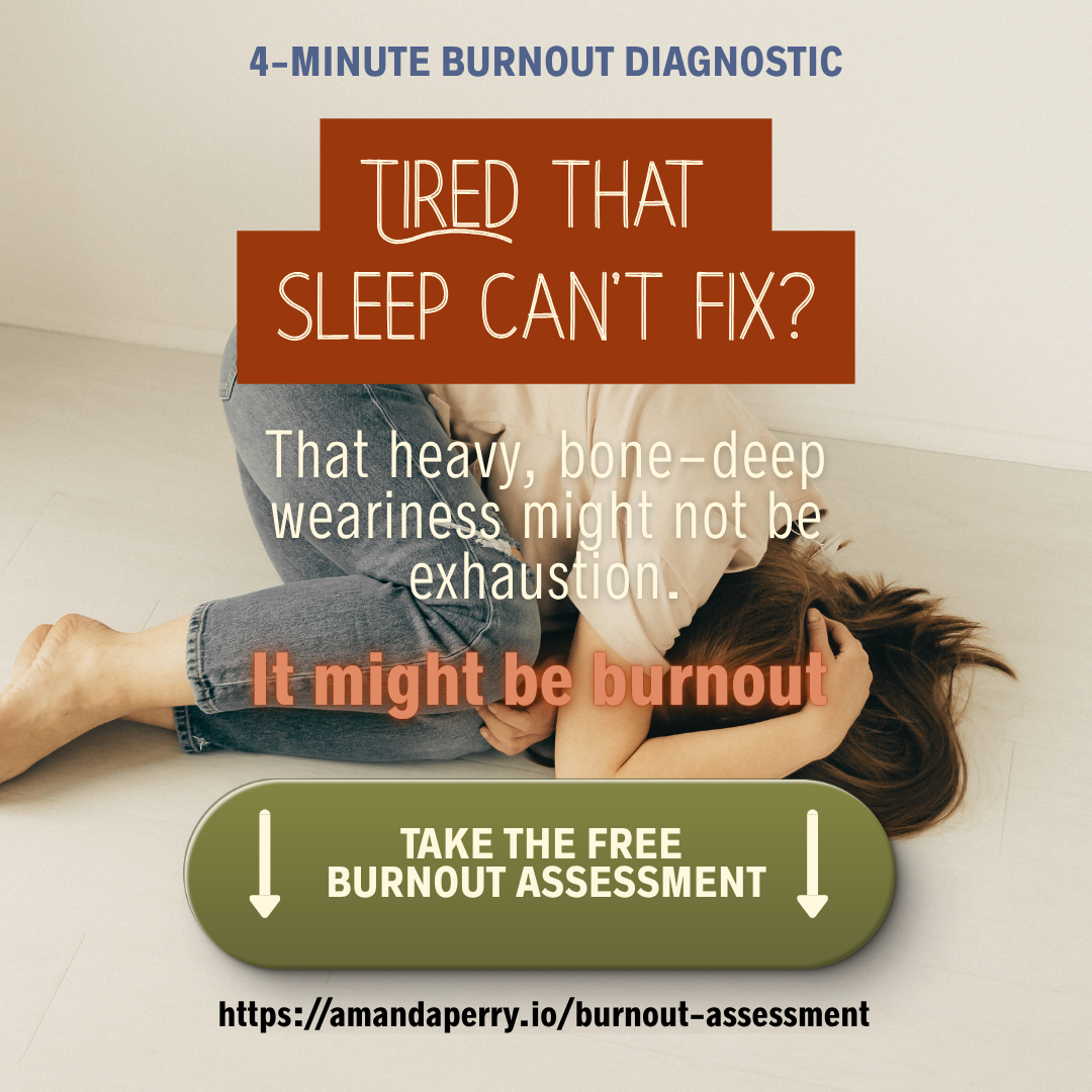Amanda Perry Facebook ad: Free Burnout Assessment