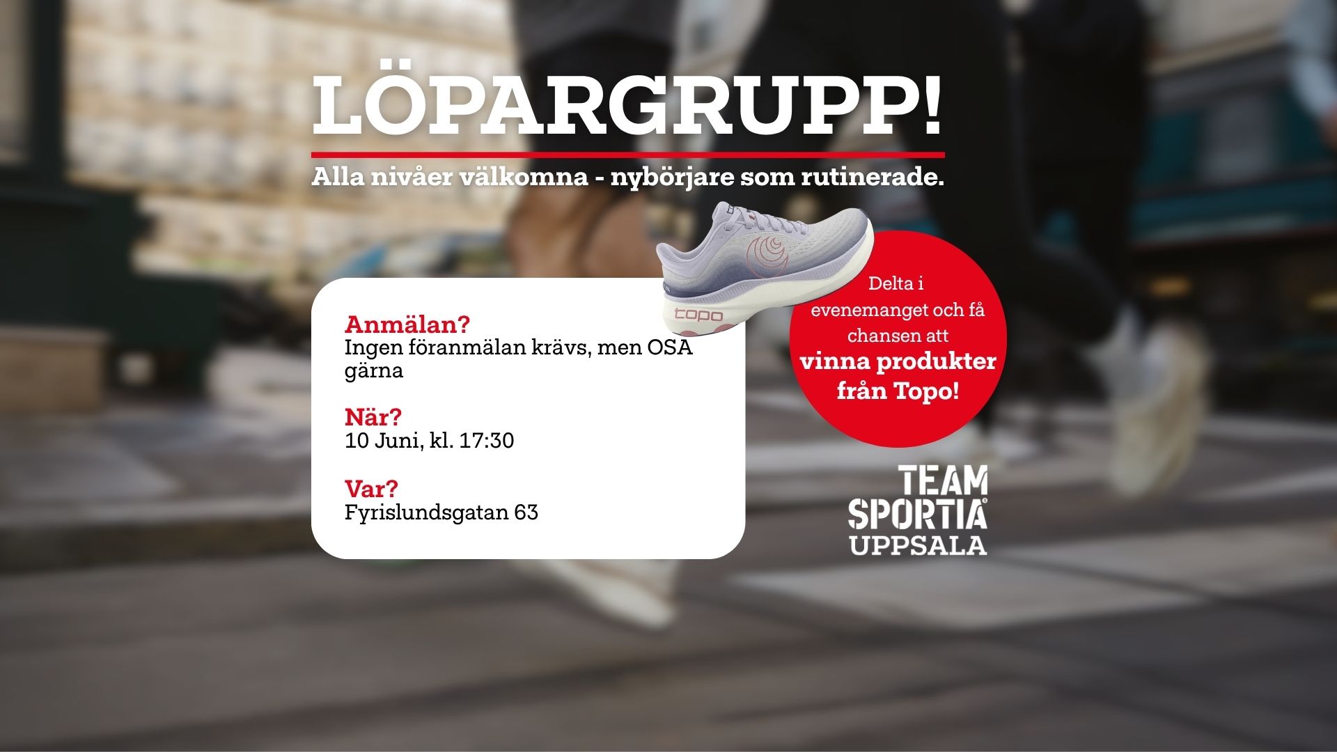 Team Sportia Uppsala Facebook ad: Löpning med Team Sportia x Topo
