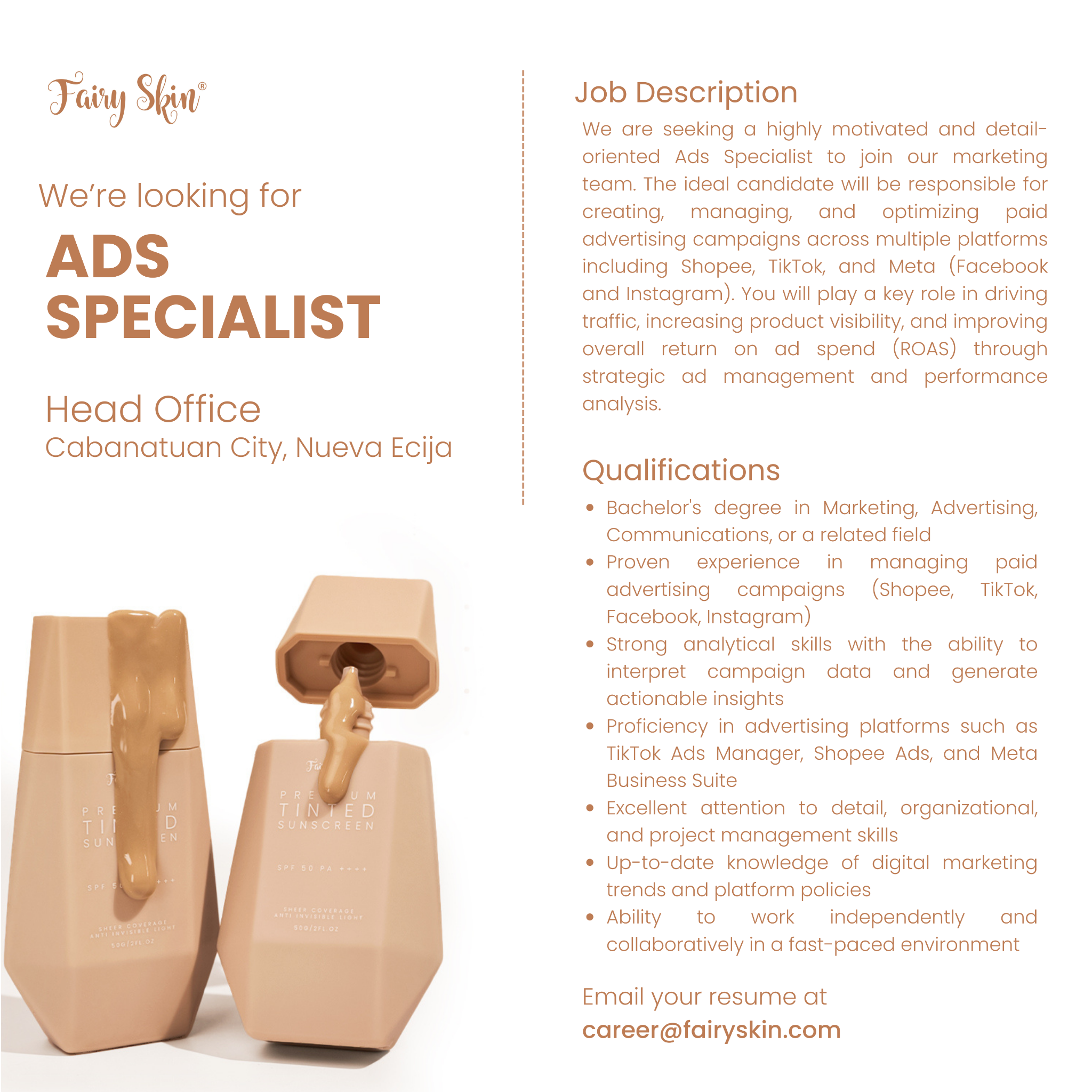 FAIRY SKIN Facebook ad: Your next career flex?