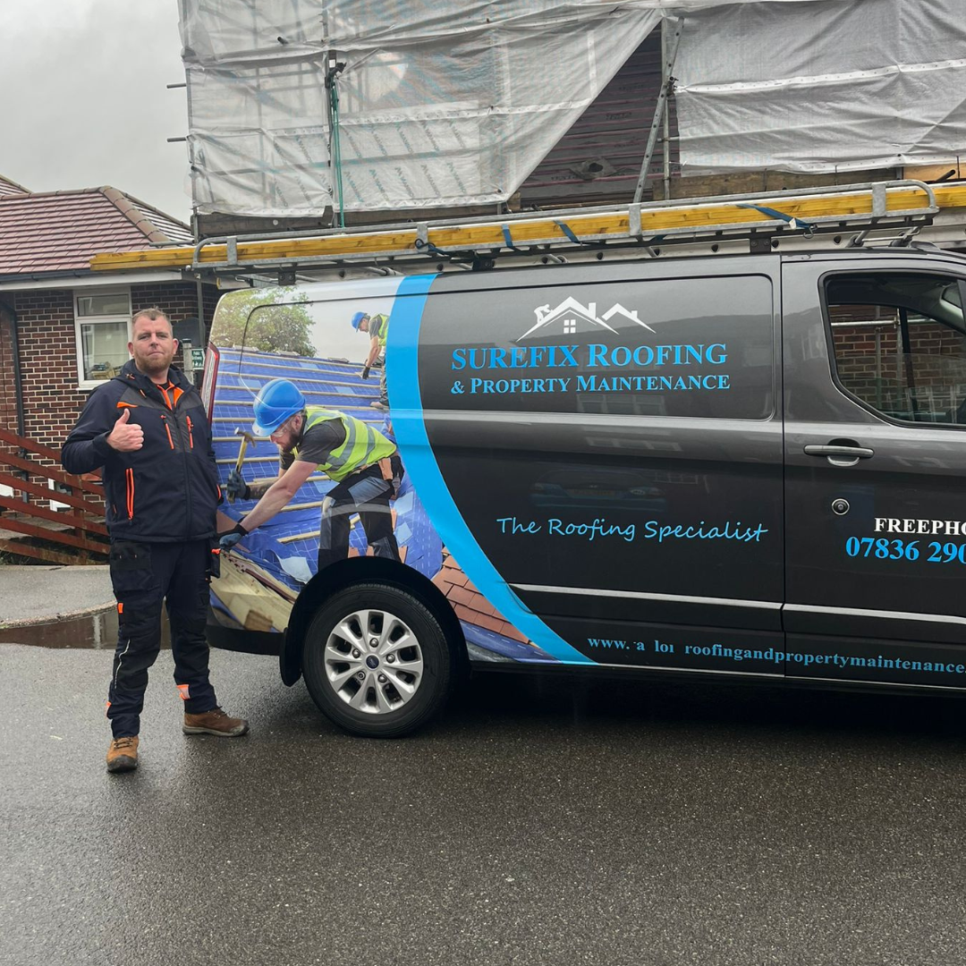 Sure Fix Roofing and Property Maintenance Facebook ad from Dec 4, 2025