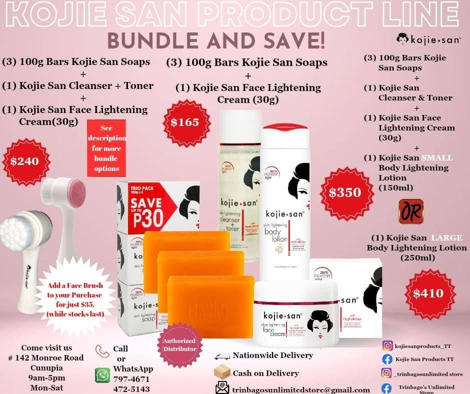 Trinbago's Unlimited Store Facebook ad: *Kojie San Product Line, BUNDLE and SAVE!*