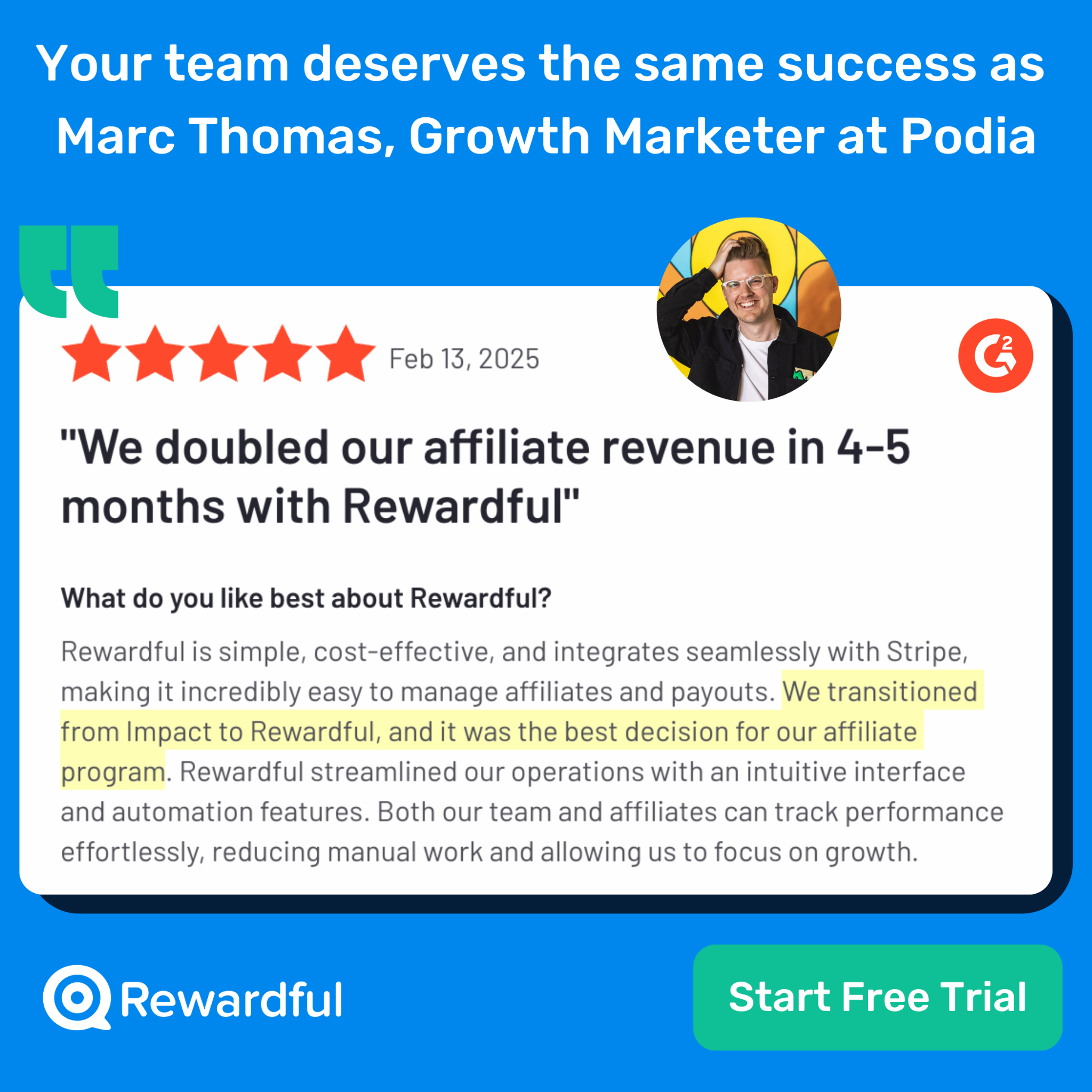 Rewardful Facebook ad