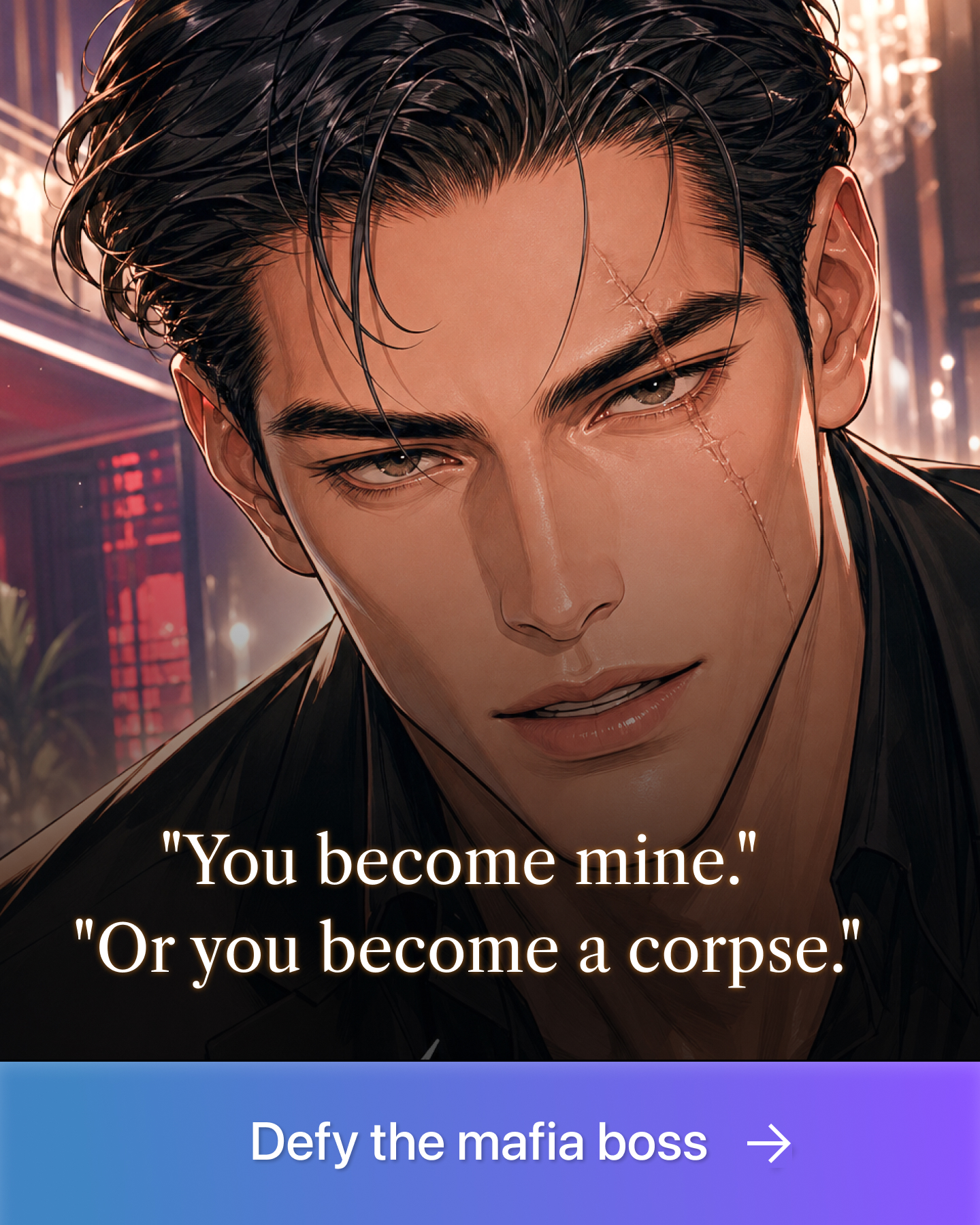 Hazy - Interactive Romance Facebook ad: He owns the city. Not you.