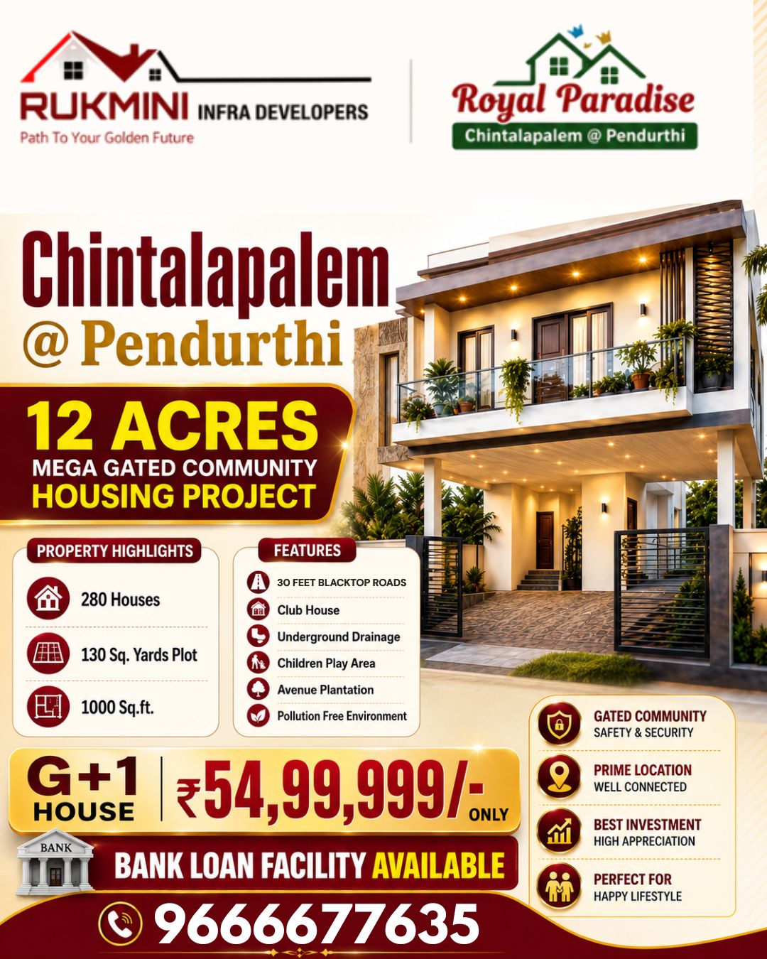 Rukmini Infra Facebook ad: Own a Stylish G+1 House at Pendurthi