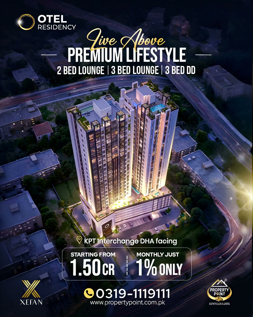 Otel Residency Facebook ad: Luxury Apartments Starting From PKR 1.50 Crore