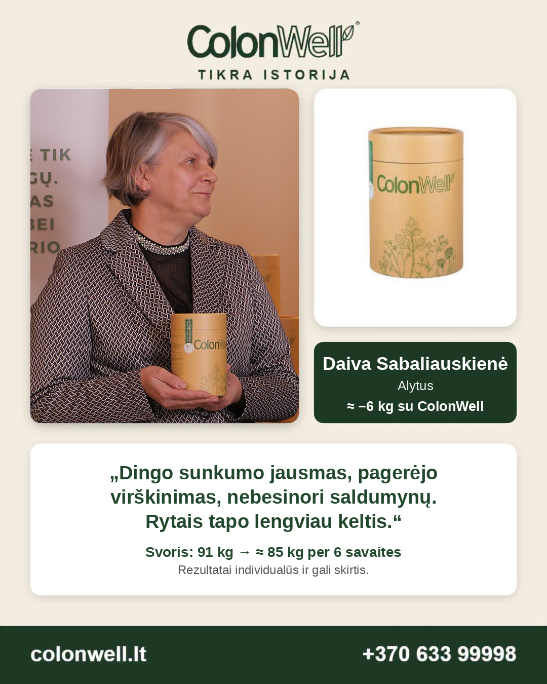 ColonWell Facebook ad: ColonWell akcijos