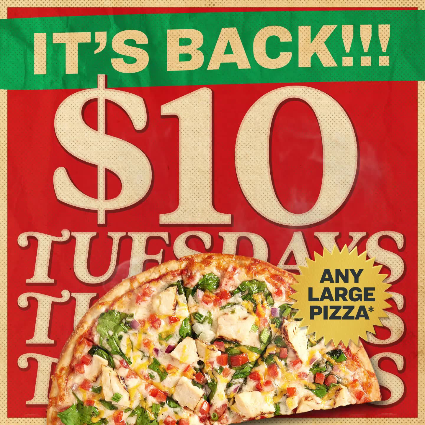 Papa Murphy's Pizza Facebook ad: $10 Larges Every Tuesday