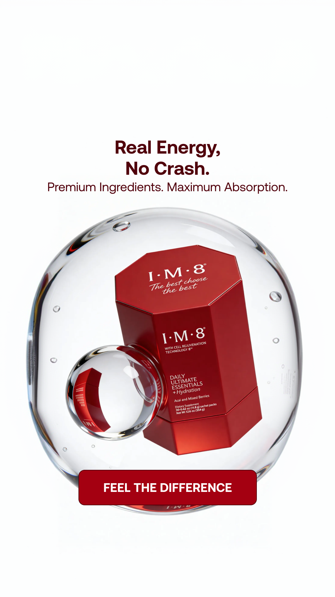 IM8 Facebook ad: One Scoop. 16 Supplements. Zero Guesswork.
