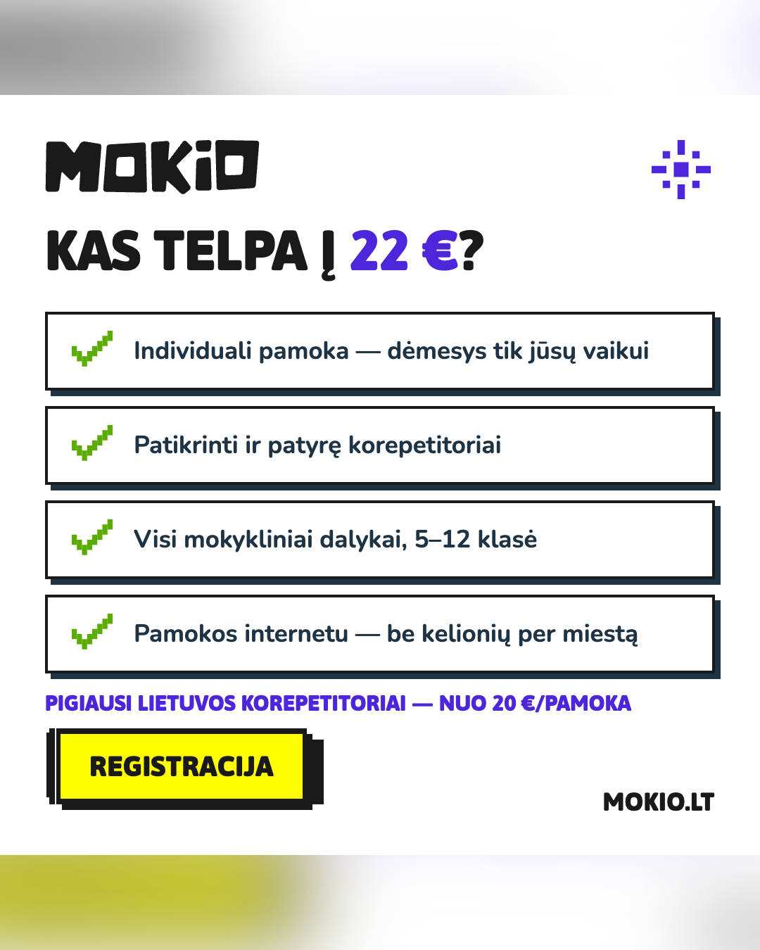 MOKIO Facebook ad: DABAR -50% pirmai pamokai
