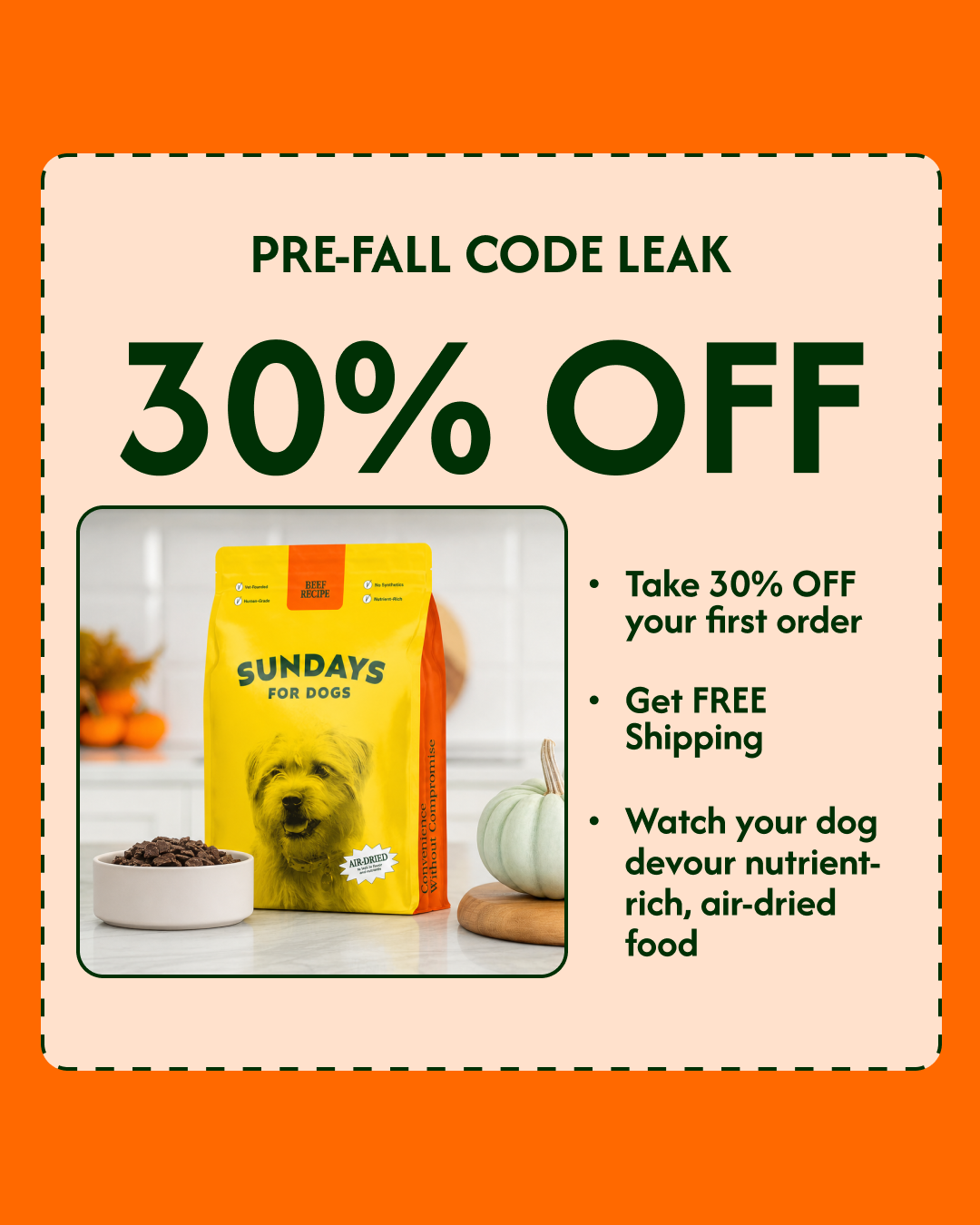 Sundays Facebook ad: Sundays Air-Dried Food for Dogs