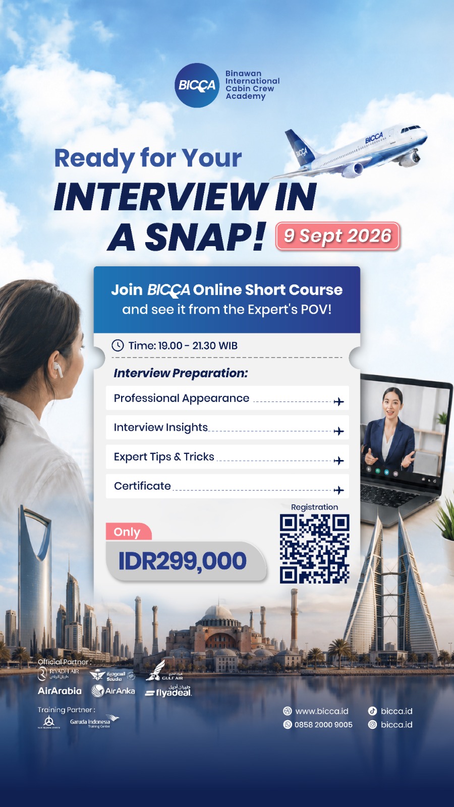 Binawan International Cabin Crew Academy Facebook ad: Chat Us Now
