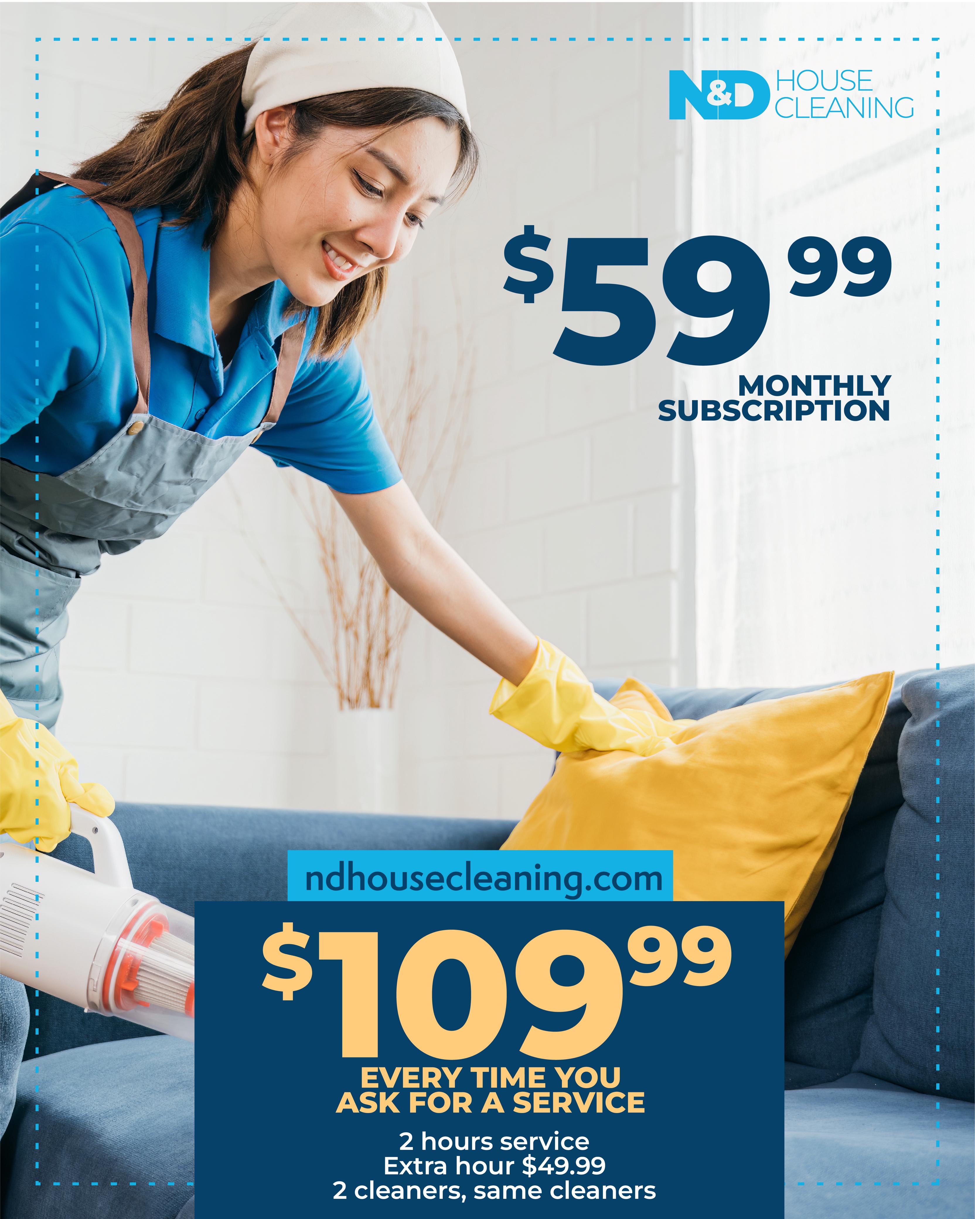N & D Cleaning Service LLC Facebook ad: Spotless Home, No Hassle!