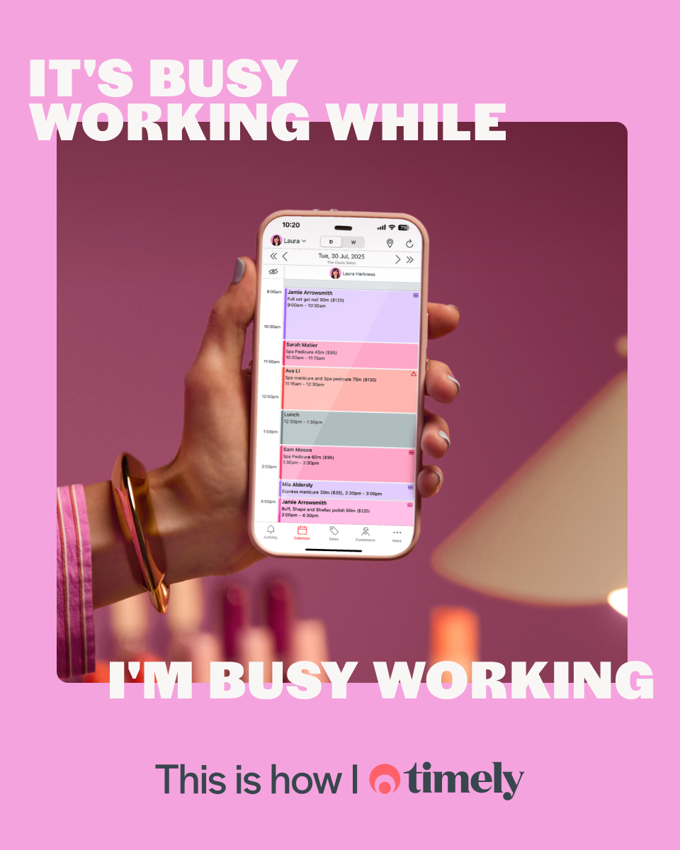 Timely Appointment Software Facebook ad: Try online bookings in Timely today