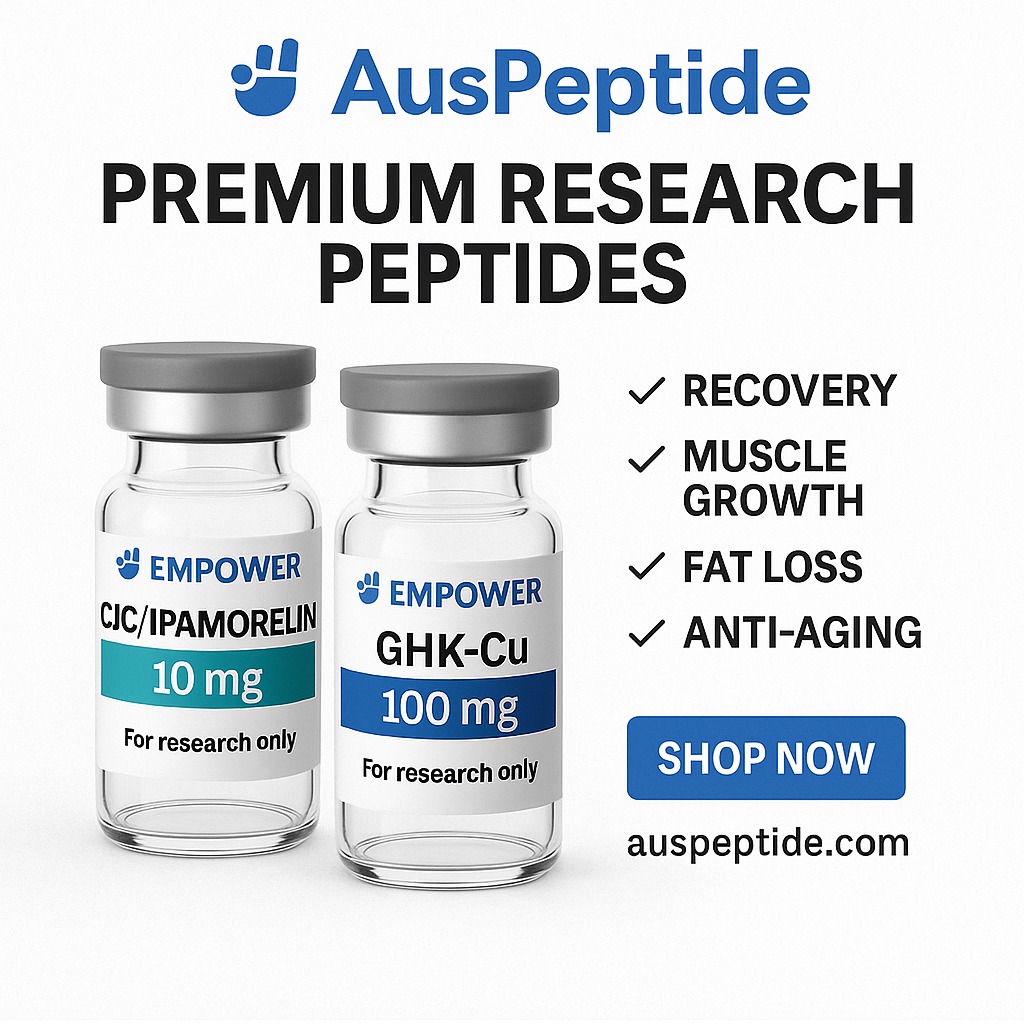 auspeptide Facebook ad: Top-Grade Research Peptides, Available Now