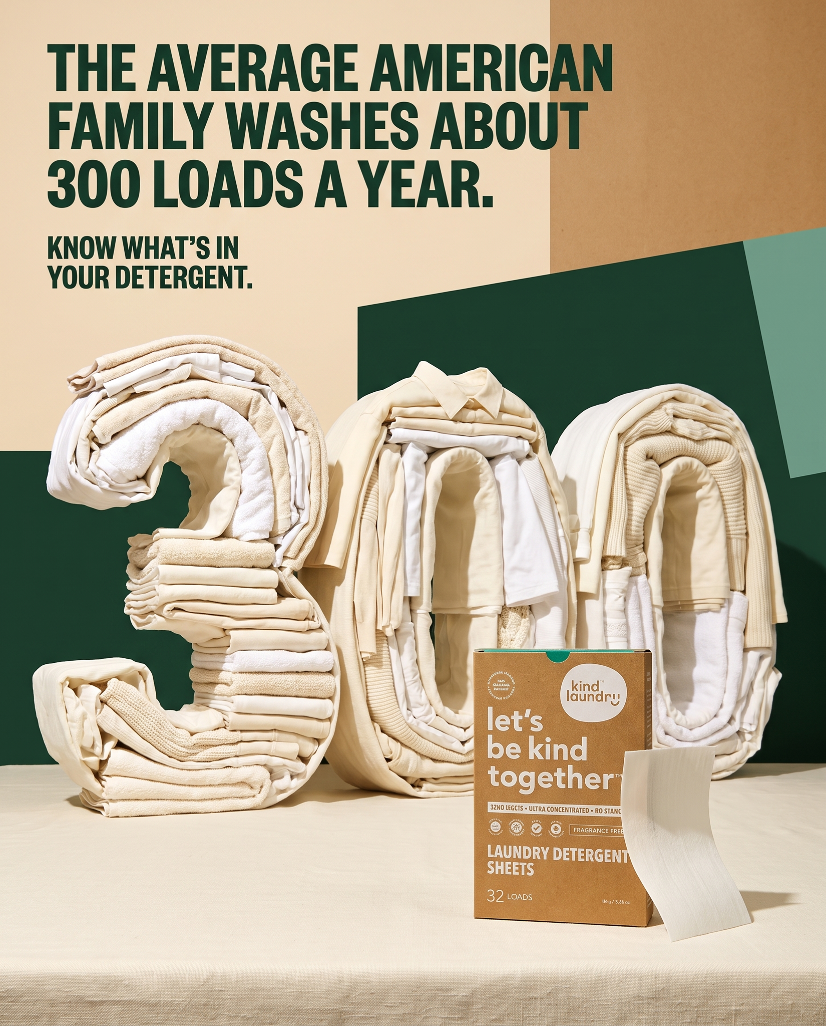 Kind Laundry Facebook ad: Zero synthetic fragrance. Zero optical brighteners. Zero…