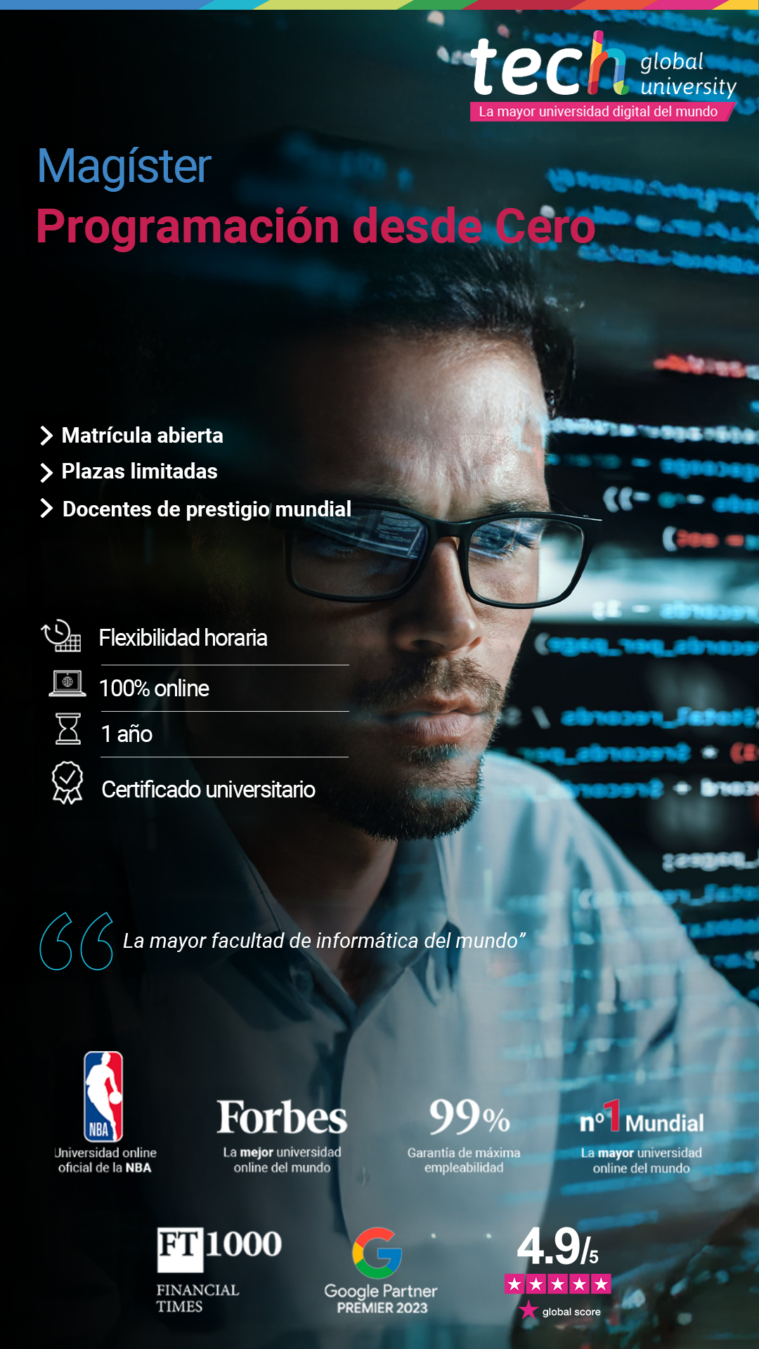 TECH school of information technology Facebook ad: Magíster en Programación desde Cero