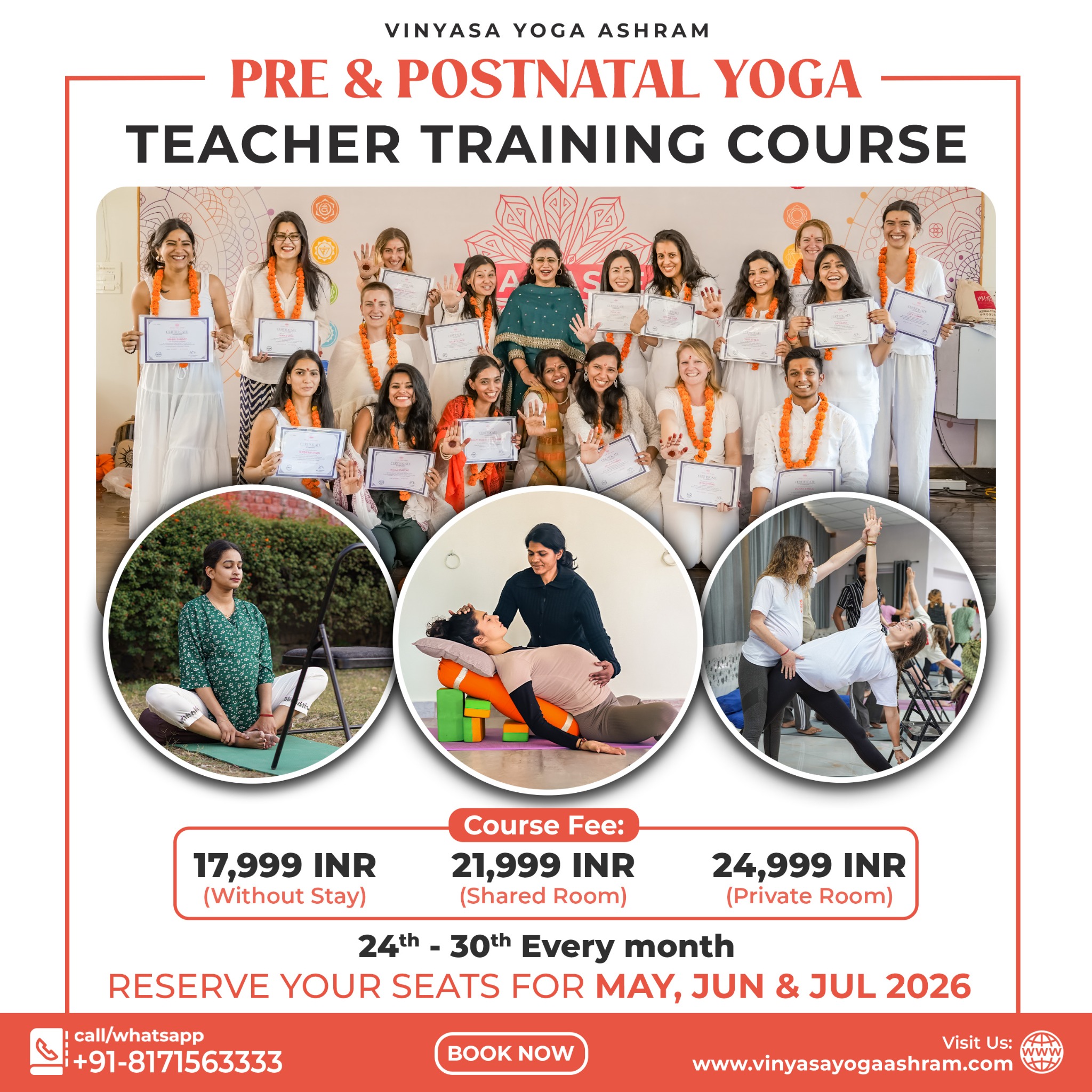 Vinyasa yoga ashram Facebook ad: Become a Certified Prenatal Yoga Teacher in Rishikesh