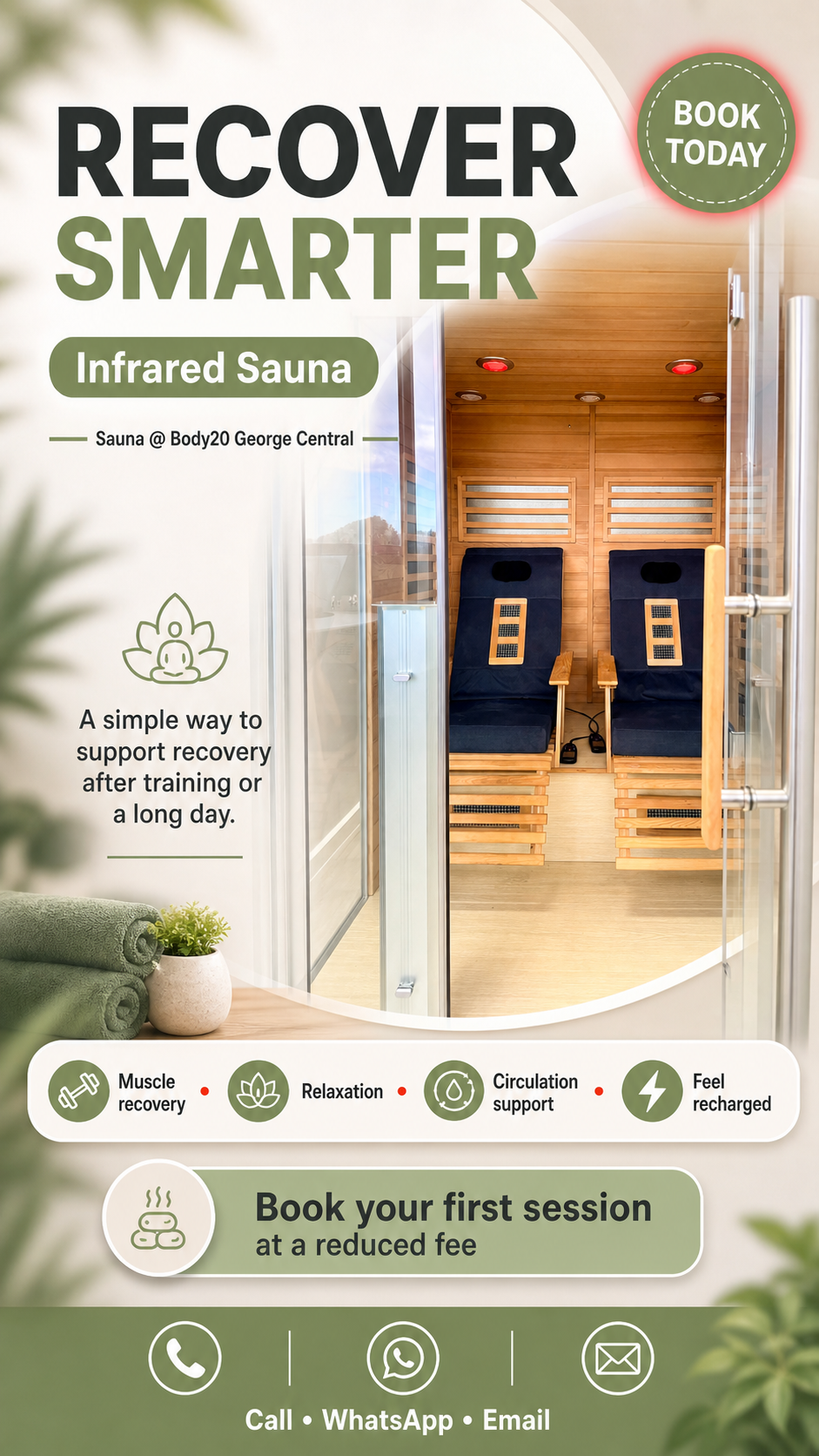 Sauna at Body20 George Facebook ad from May 8, 2026