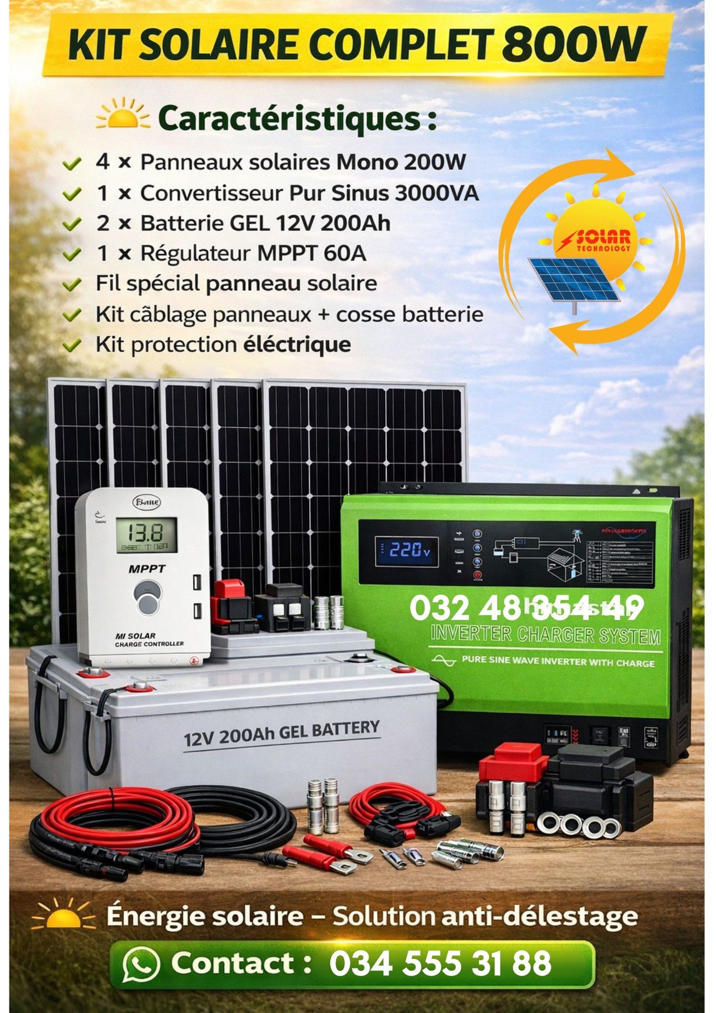 Énergie solaire Facebook ad: Avec garantie et service assuré