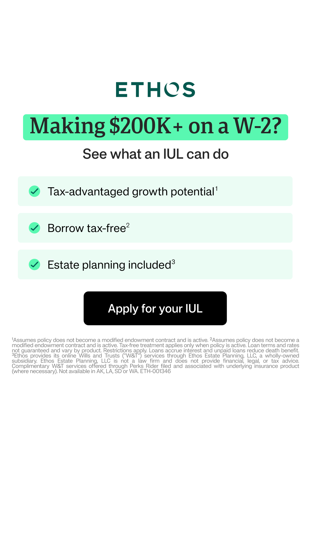Ethos Facebook ad
