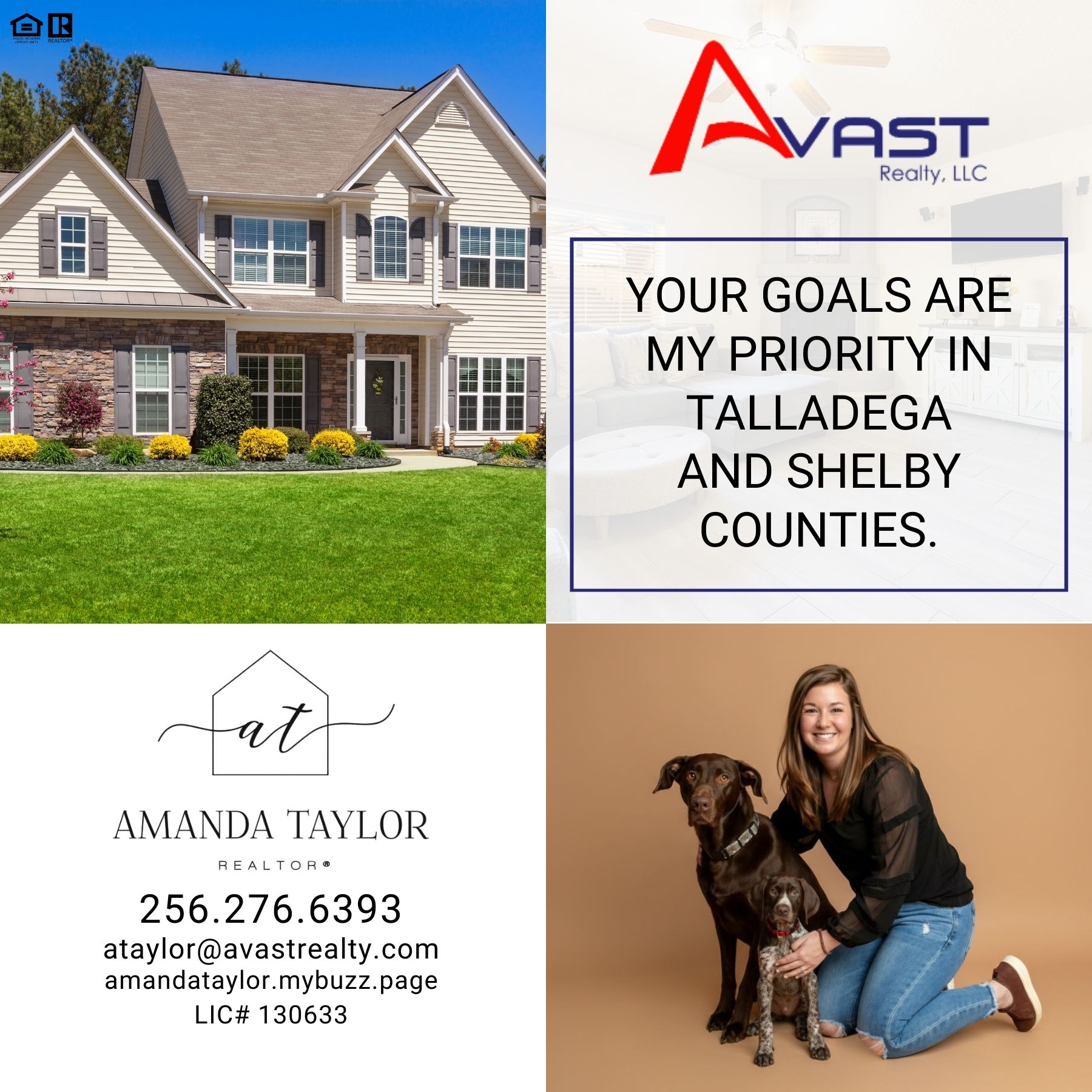 Amanda Taylor- Avast Realty Facebook ad: Your goals are in priority in Talladega and…