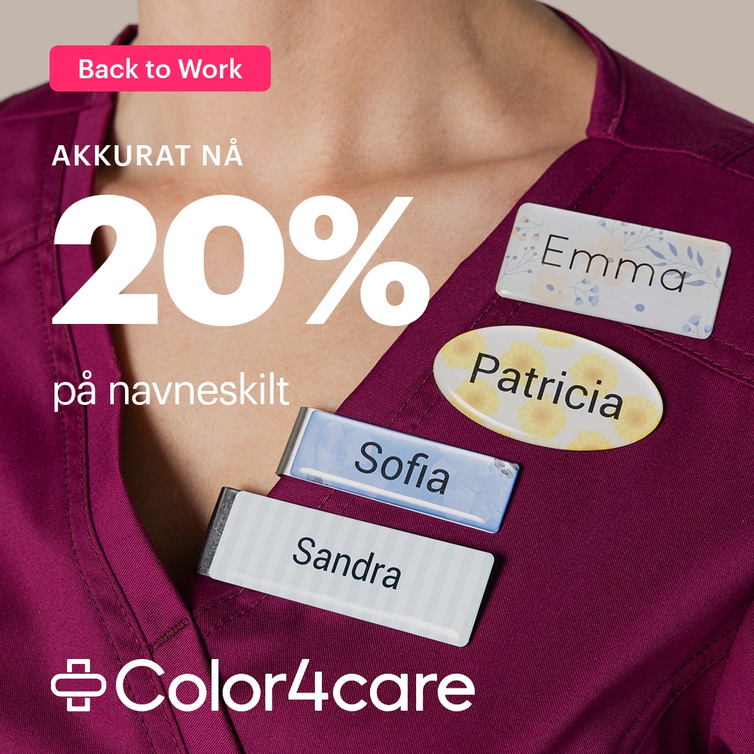 Color4care Facebook ad: Navneskilt 20 % rabatt
