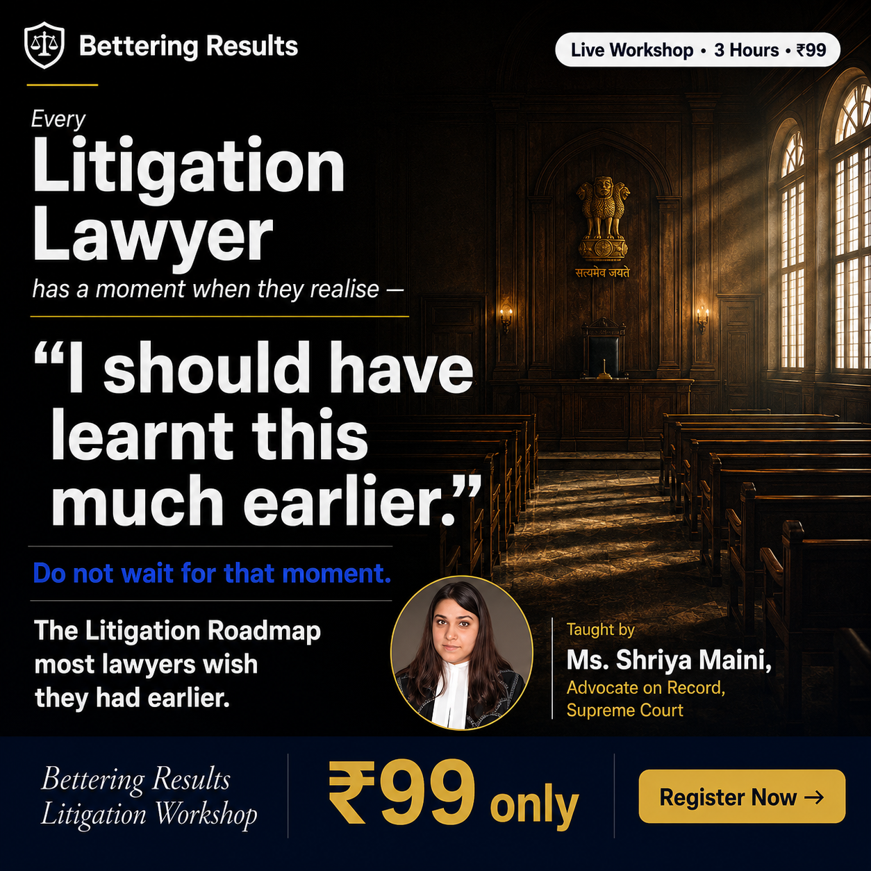 Bettering Results-BR Facebook ad: Litigation Practice Roadmap Workshop