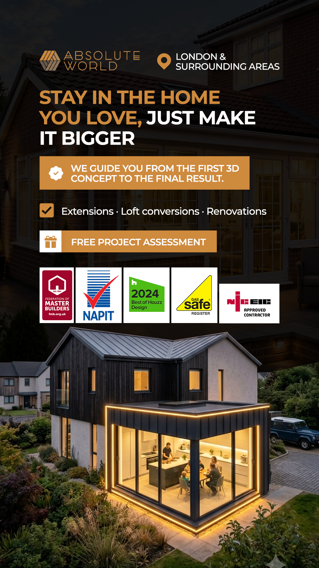 Absolute World Design and Build Ltd. Facebook ad from Aug 11, 2026