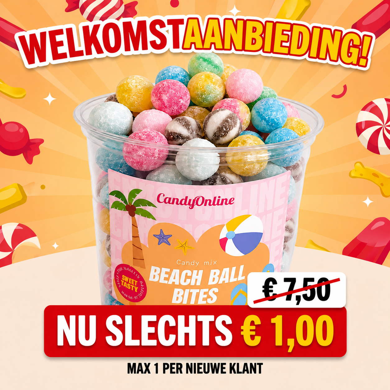 candyonline.nl - snoep Facebook ad: EXCLUSIEVE WELKOMSTAANBIEDING!