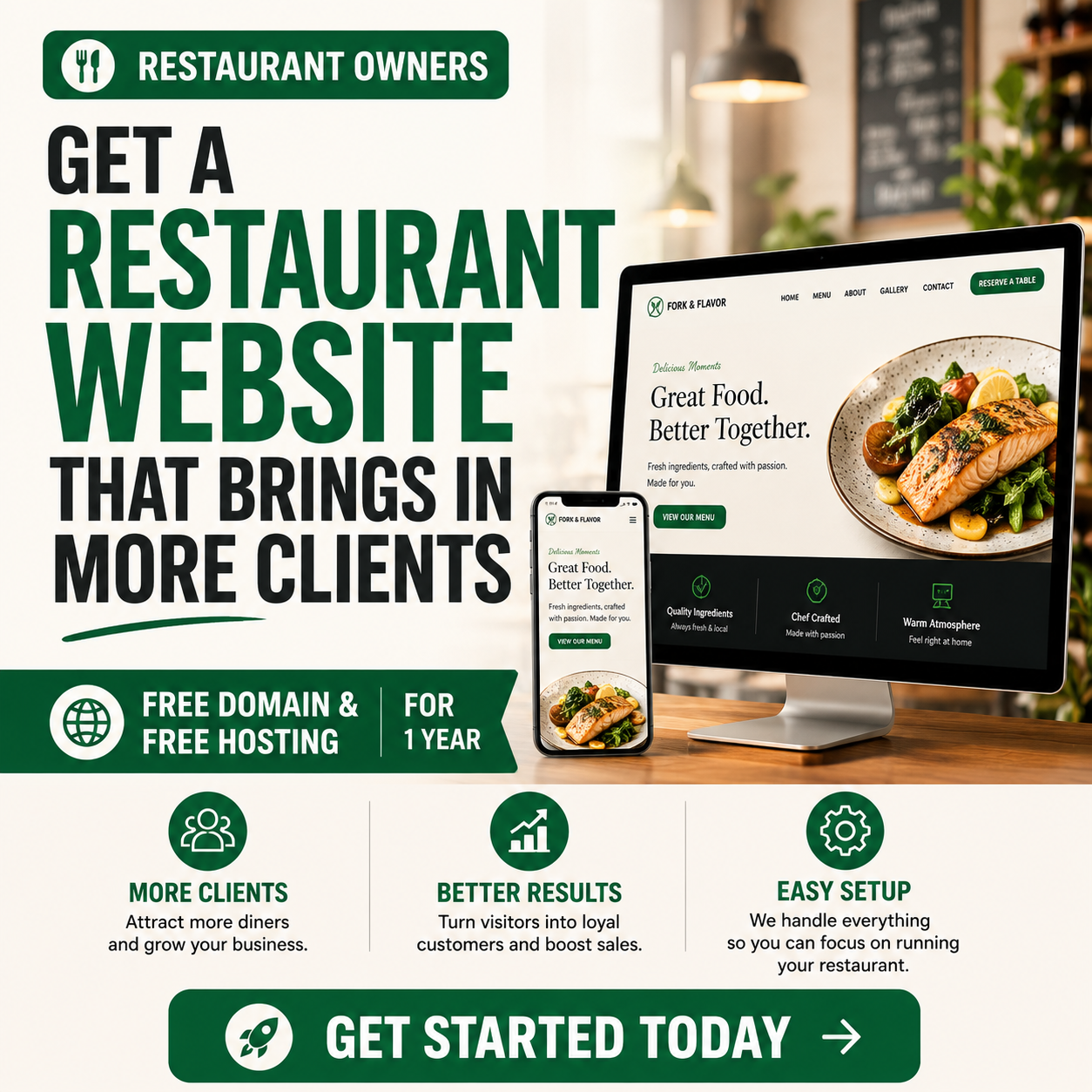 Reputation Guardians - Web Design & Digital Marketing Facebook ad: More Orders. More Reservations. More Growth.