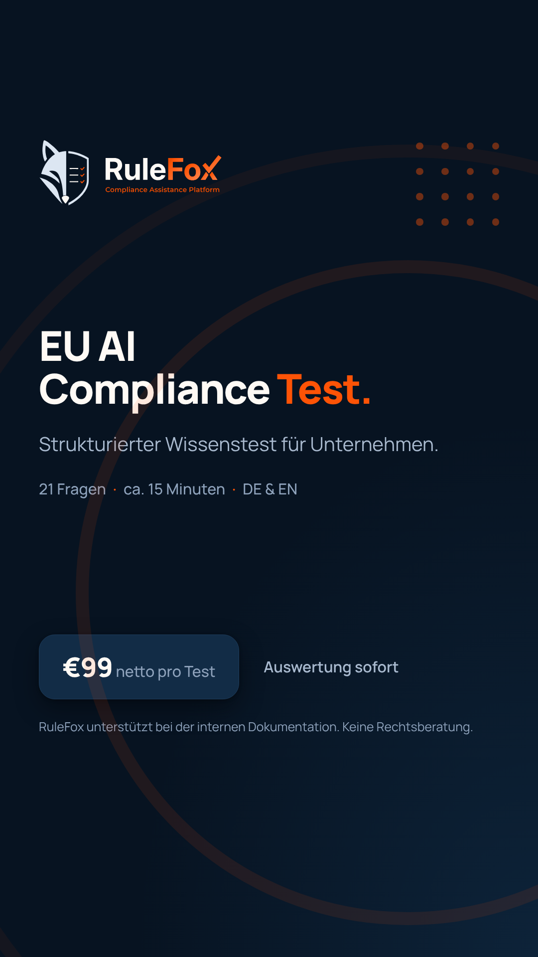 Rulefox Facebook ad: KI-Wissen strukturiert prüfen
