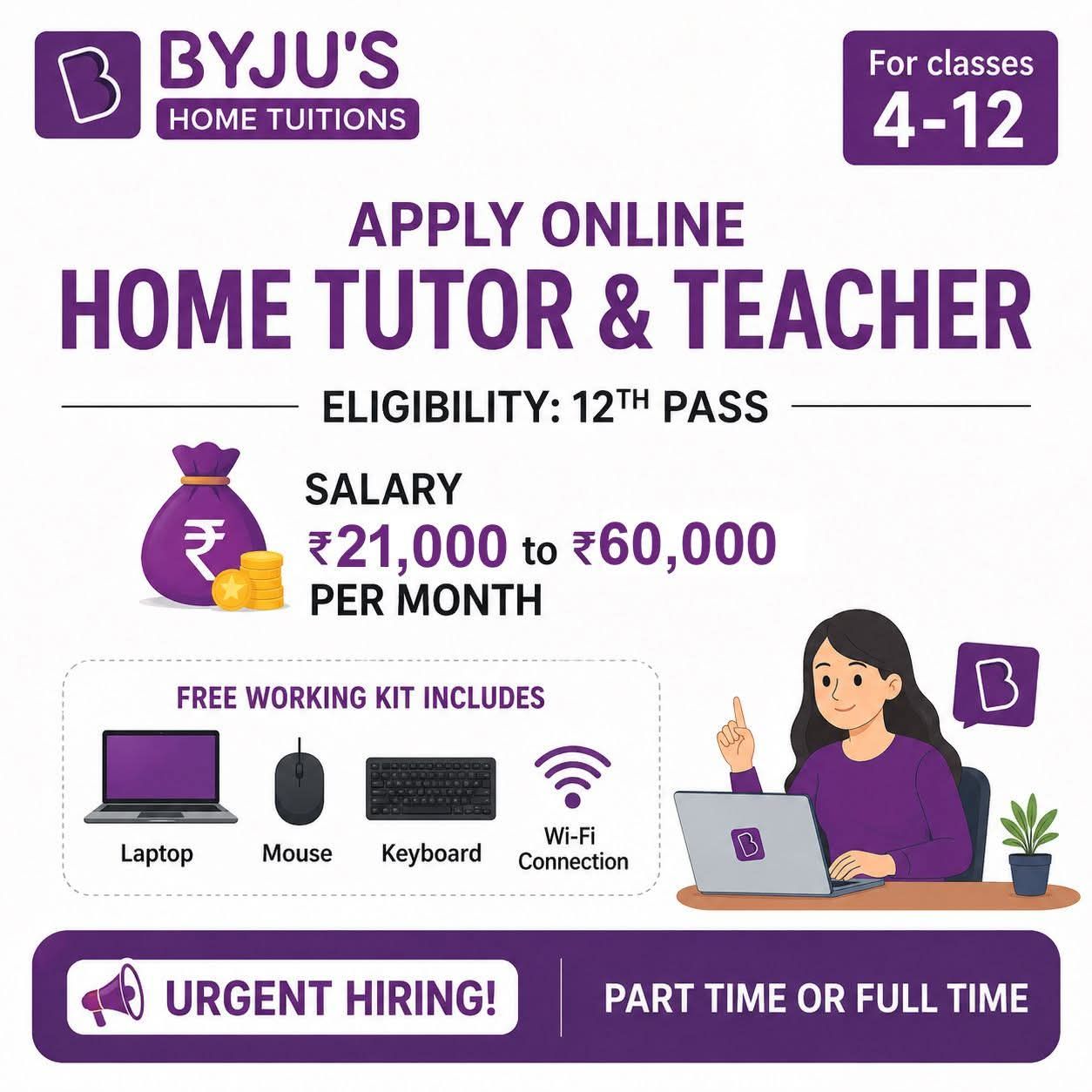Byju's Online Tutor Job Facebook ad from Aug 6, 2026