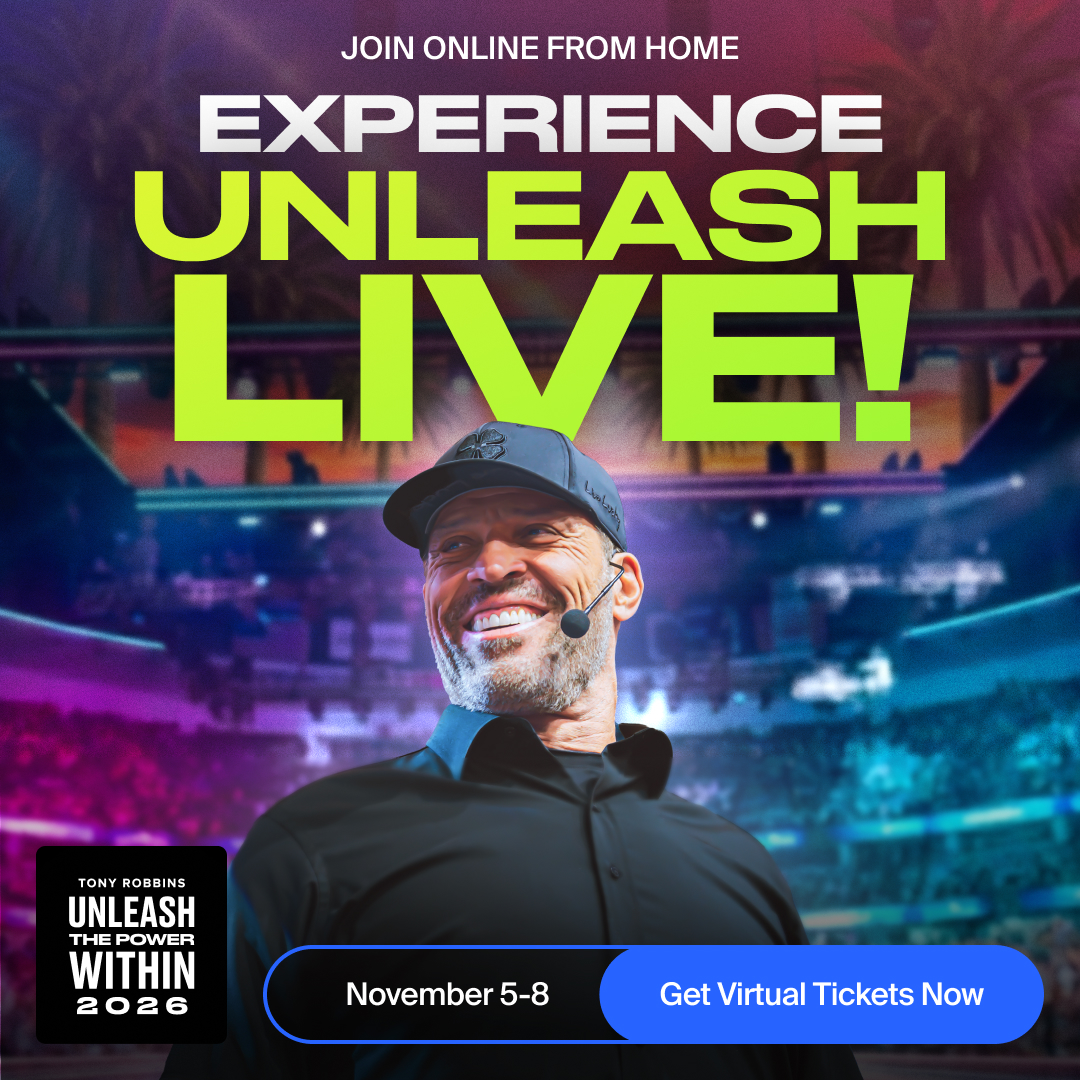 Tony Robbins Facebook ad: Front Row Access. Where You Are.