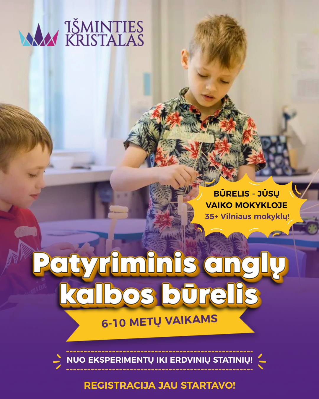 Išminties kristalas - anglų kalba vaikams Facebook ad