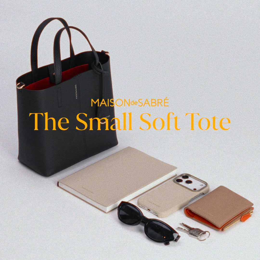 MAISON de SABRÉ Facebook ad: The Small Soft Tote | Chic and compact. Surprisingly…
