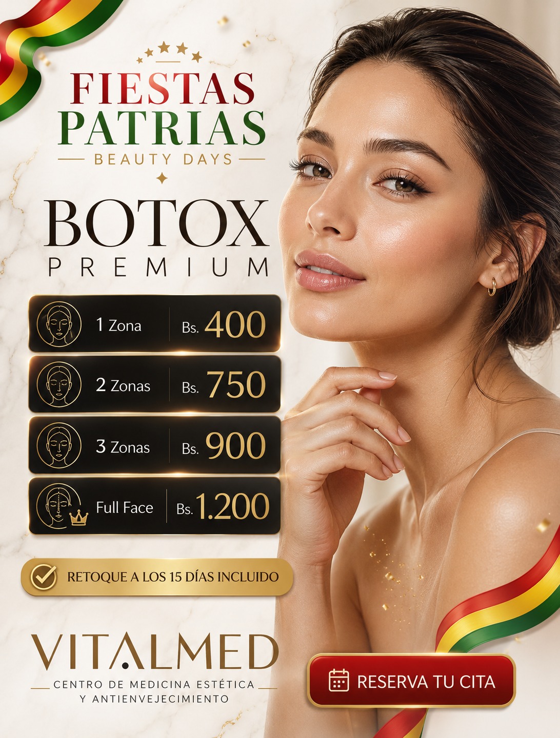 VitalMed - Medicina estética y antiaging Facebook ad: 𝗙𝗜𝗘𝗦𝗧𝗔𝗦 𝗣𝗔𝗧𝗥𝗜𝗔𝗦 𝗕𝗘𝗔𝗨𝗧𝗬 𝗗𝗔𝗬𝗦 𝗘𝗡…