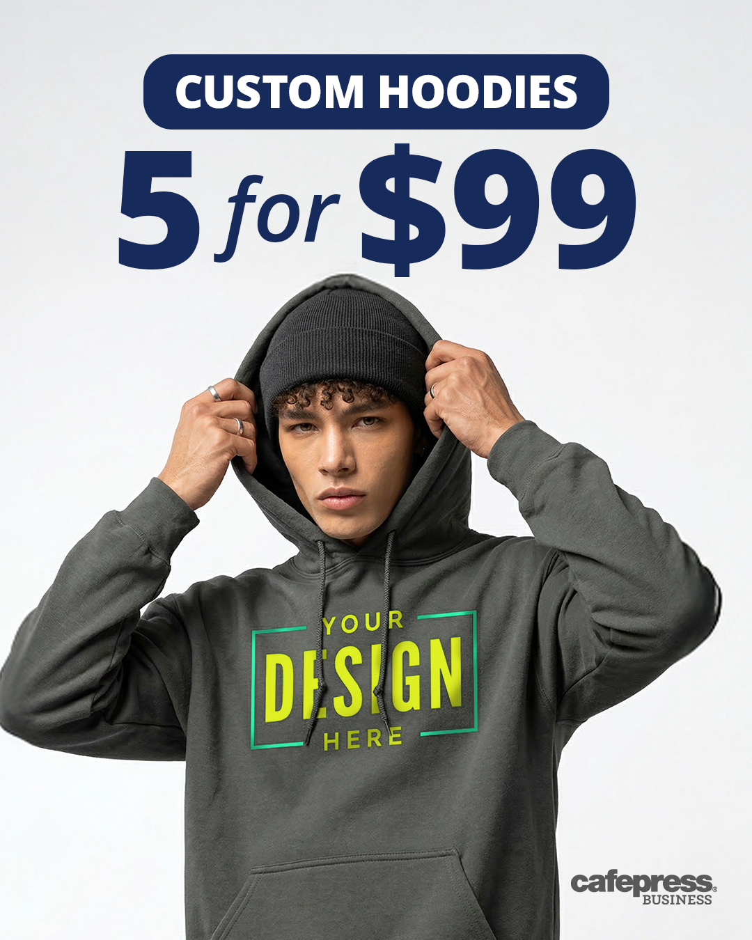 CafePress Facebook ad: 5 Custom Heavyweight Hoodie $99