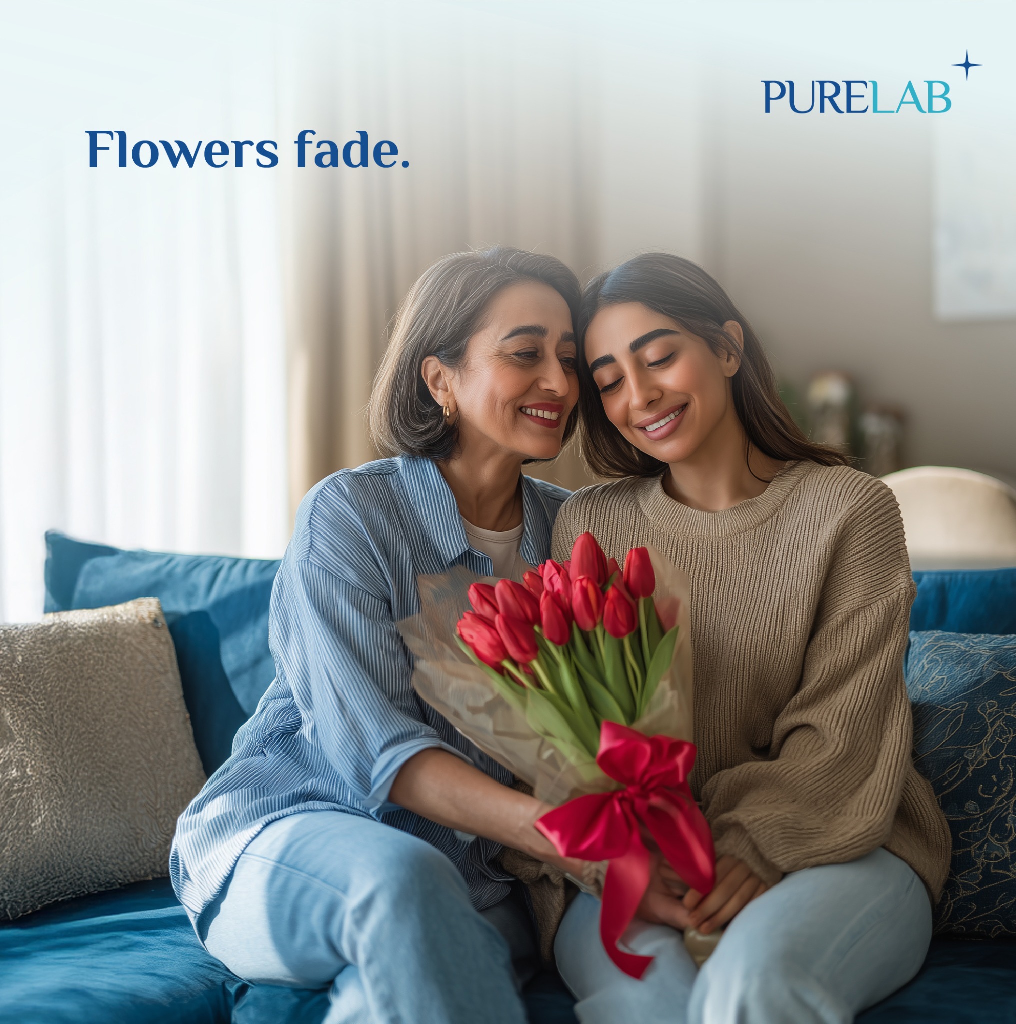 PureLab Facebook ad: Flowers fade. Chocolates disappear.