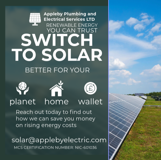 Appleby Plumbing & Electrical Services LTD Facebook ad: Northamptonshire based electrical Solar and Battery…