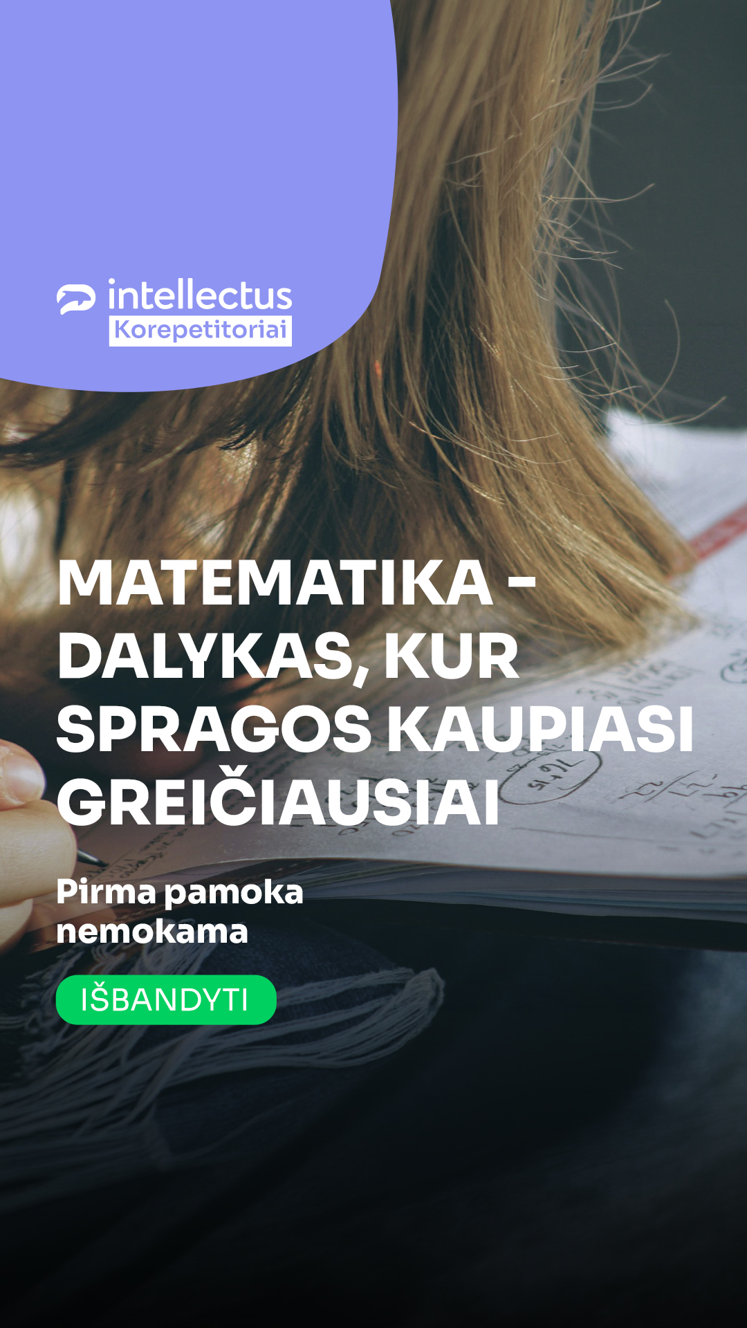 Intellectus korepetitoriai Facebook ad: Matematikos korepetitoriai online