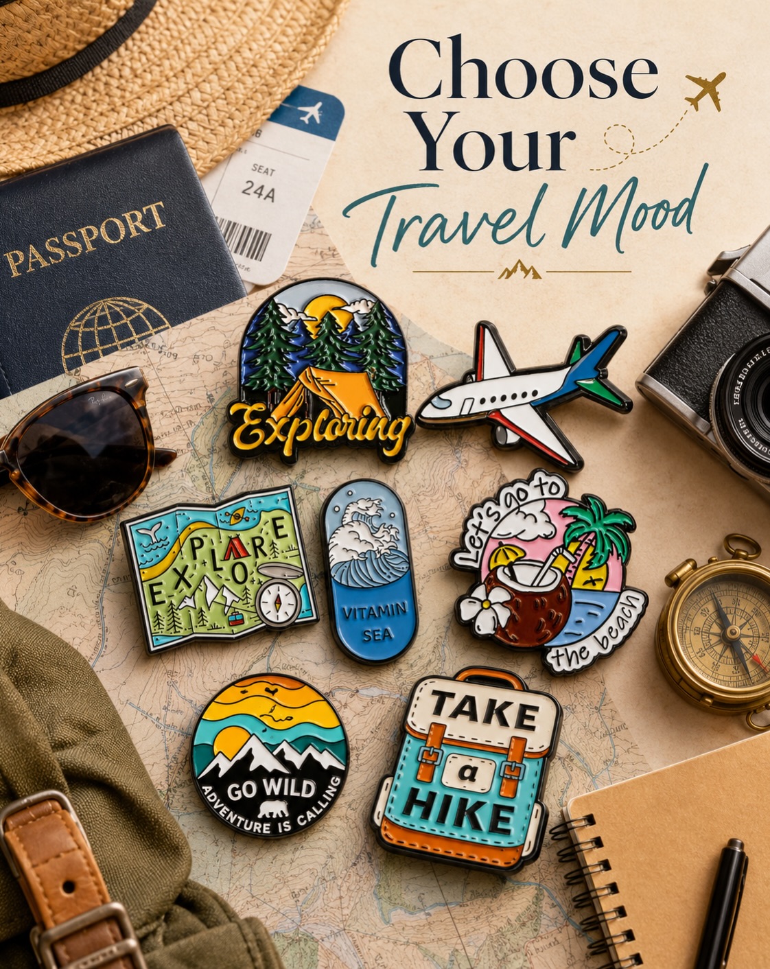 Dot Badges Facebook ad: Current mood: somewhere between book the flight and…