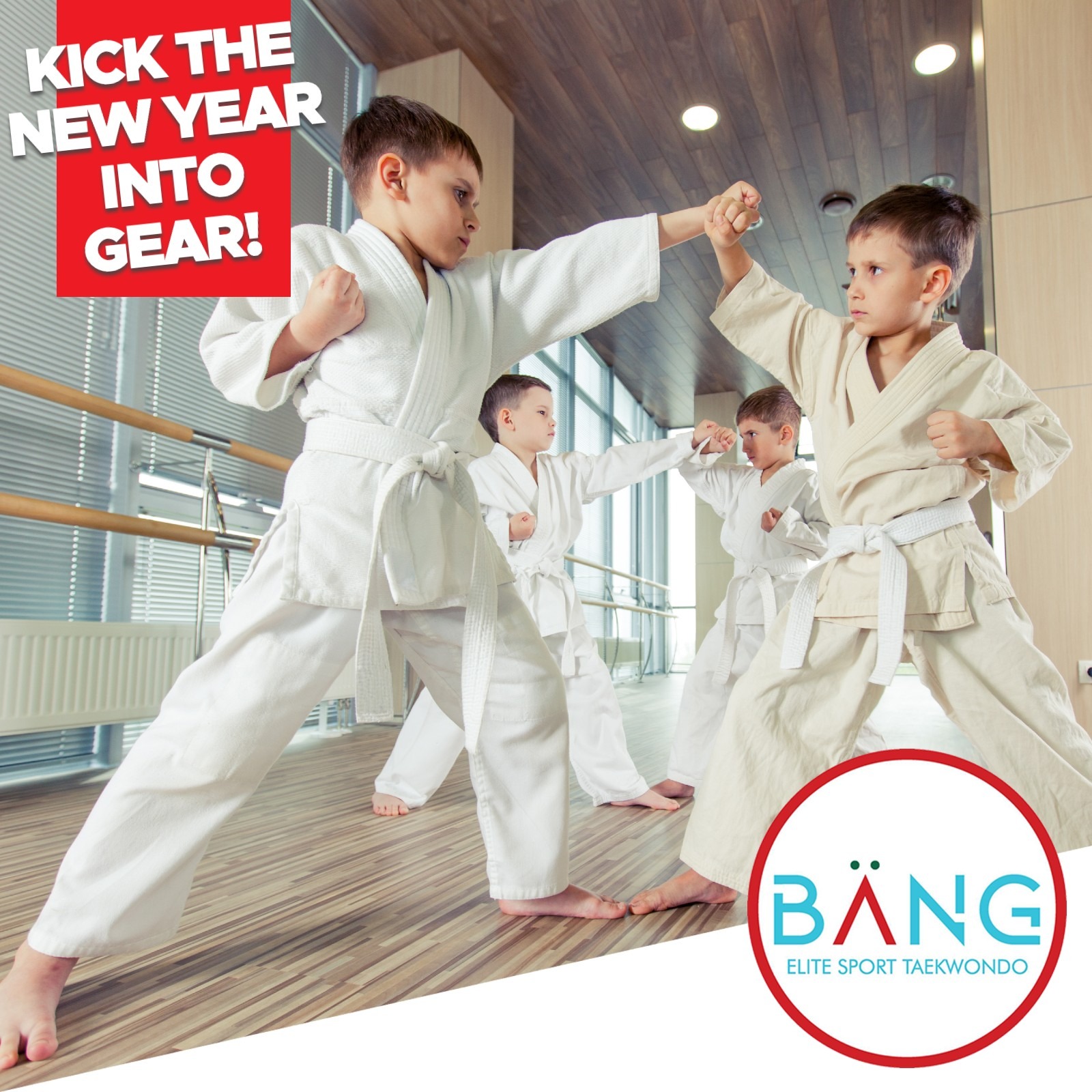 Bang Elite Sport Taekwondo Facebook ad: Kickstart 2026 With A FREE Class!