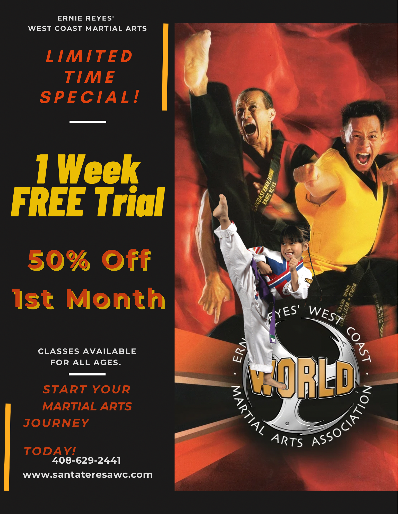 Santa Teresa Martial Arts Facebook ad: Special Offer For New Students!