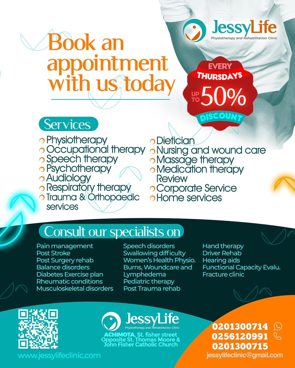 JessyLife Physiotherapy and Rehabilitation Facebook ad: Exceptional results from skilled experts.