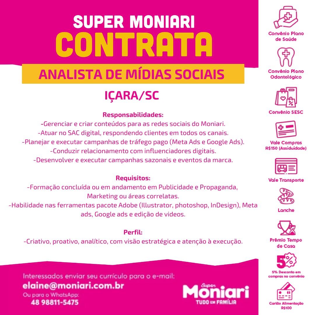 Super Moniari Facebook ad: Oportunidade em Içara