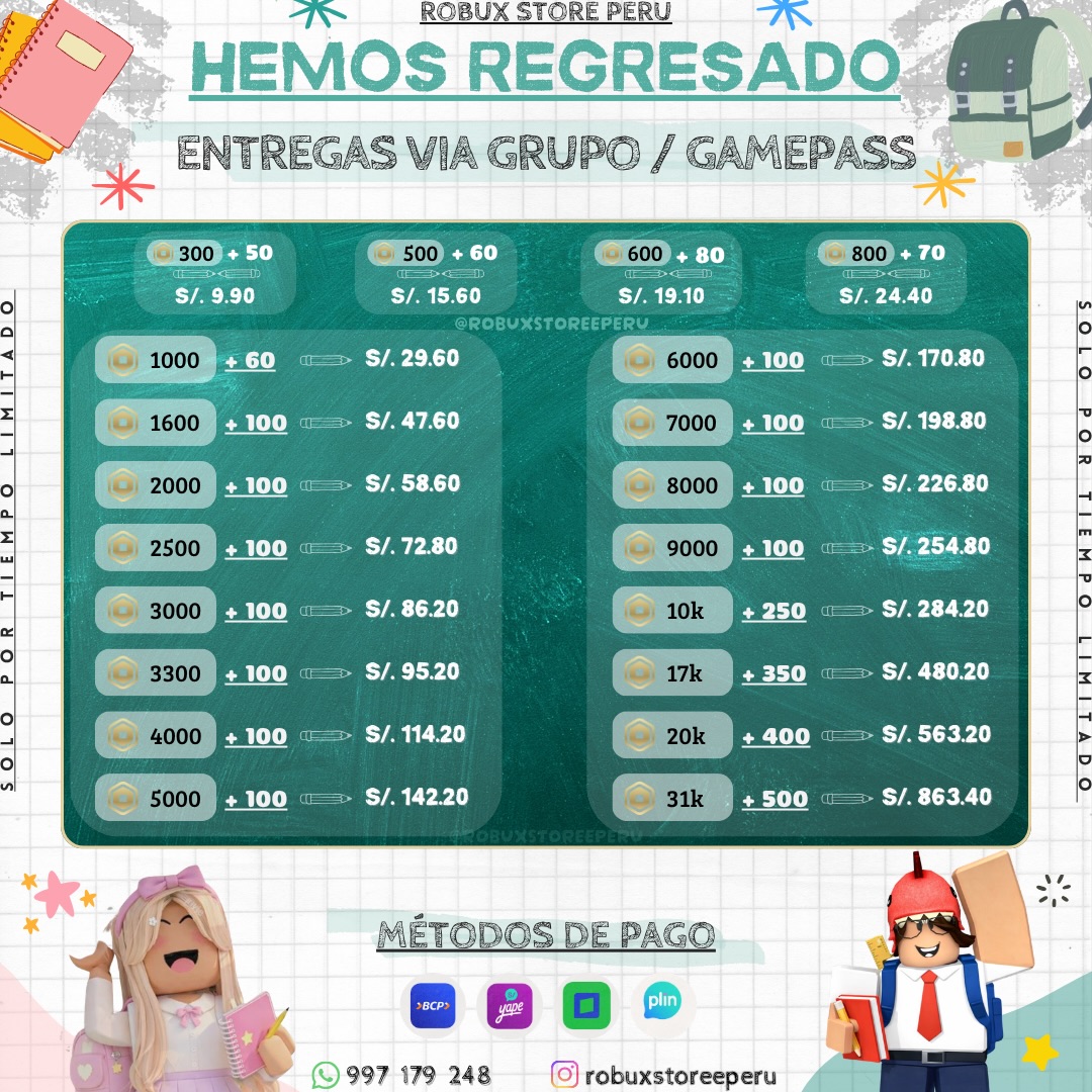 Robux Storee Peru Facebook ad: ¡Estamos de vuelta!
