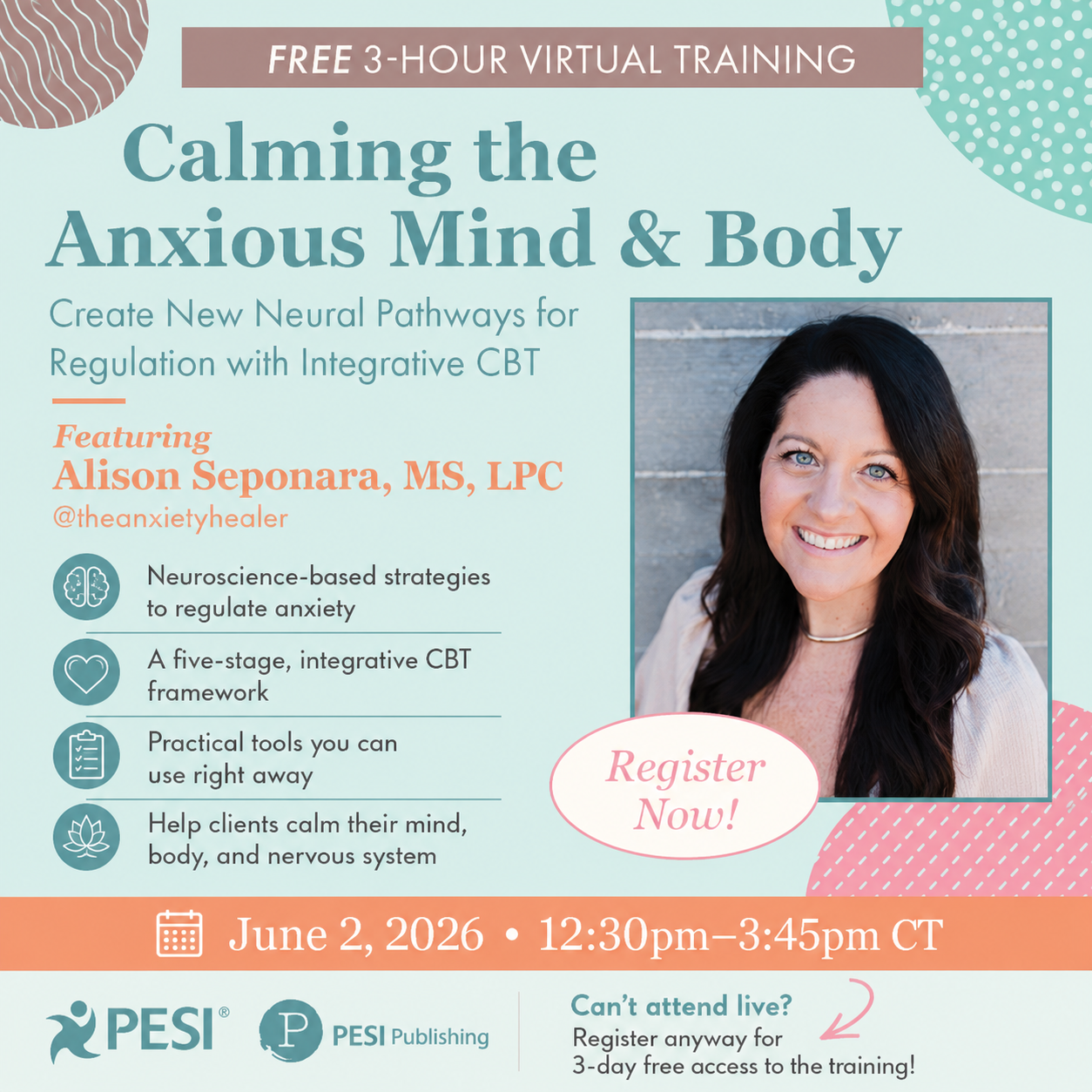 Mental Health Education - TST Facebook ad: Free Workshop: Calming the Anxious Mind & Body