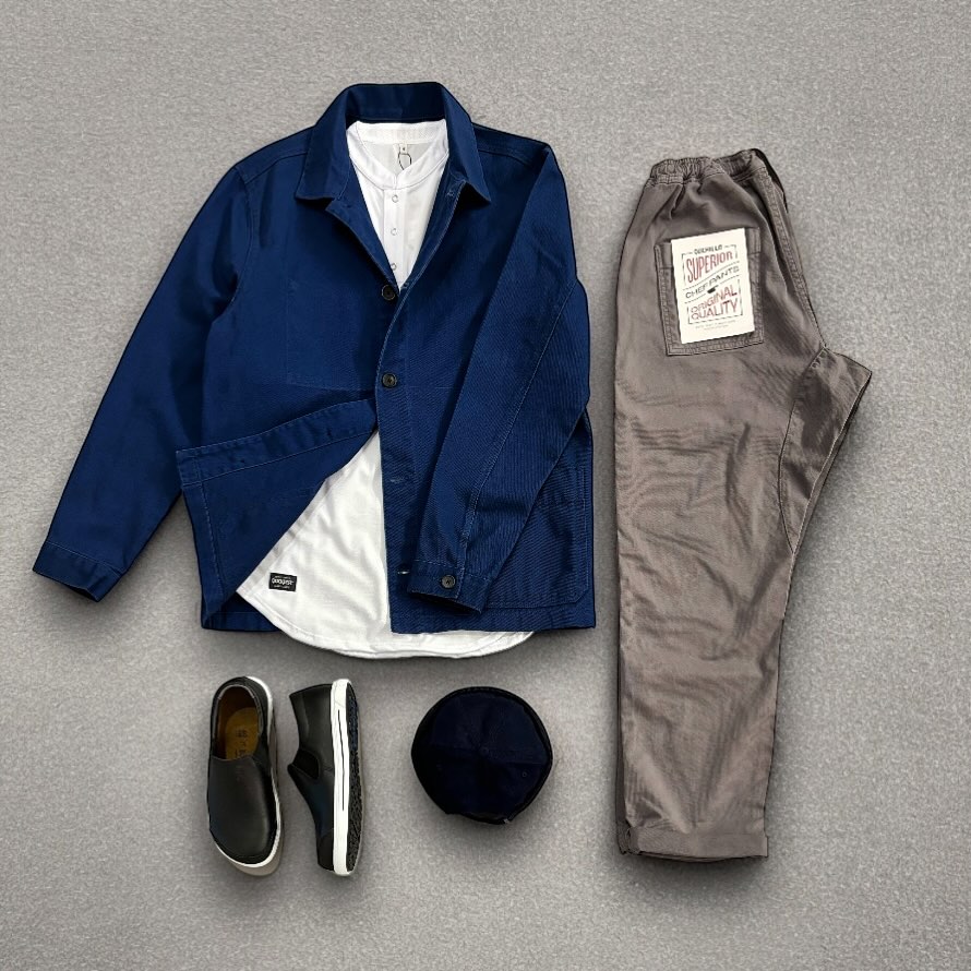 Qooqer Workwear Facebook ad: Blue Worker Jacket + Superior Chef Pants -Coal…