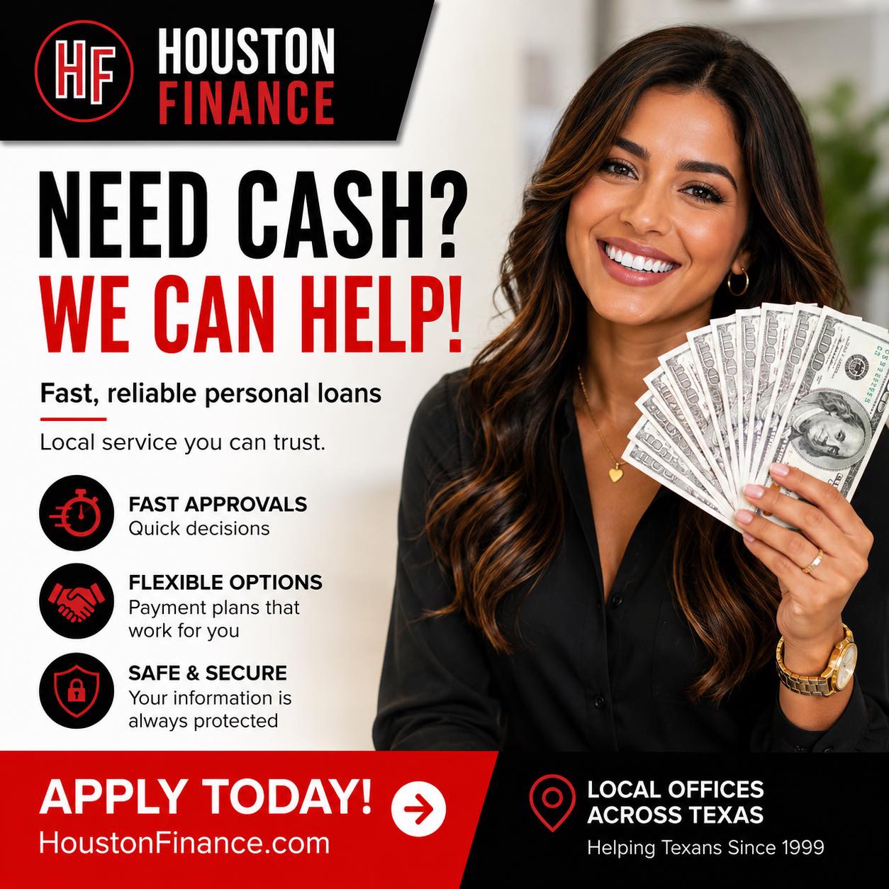 Houston Finance Facebook ad: Houston Finance Official Site | Installment Loans