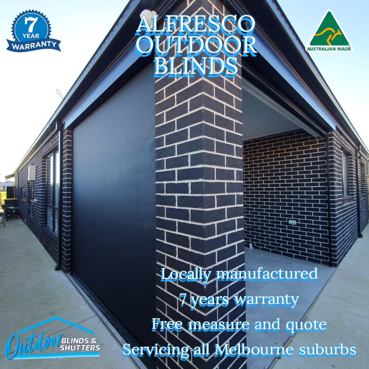 Outdoor Blinds and Shutters Facebook ad: Outdoor Alfresco Blinds.